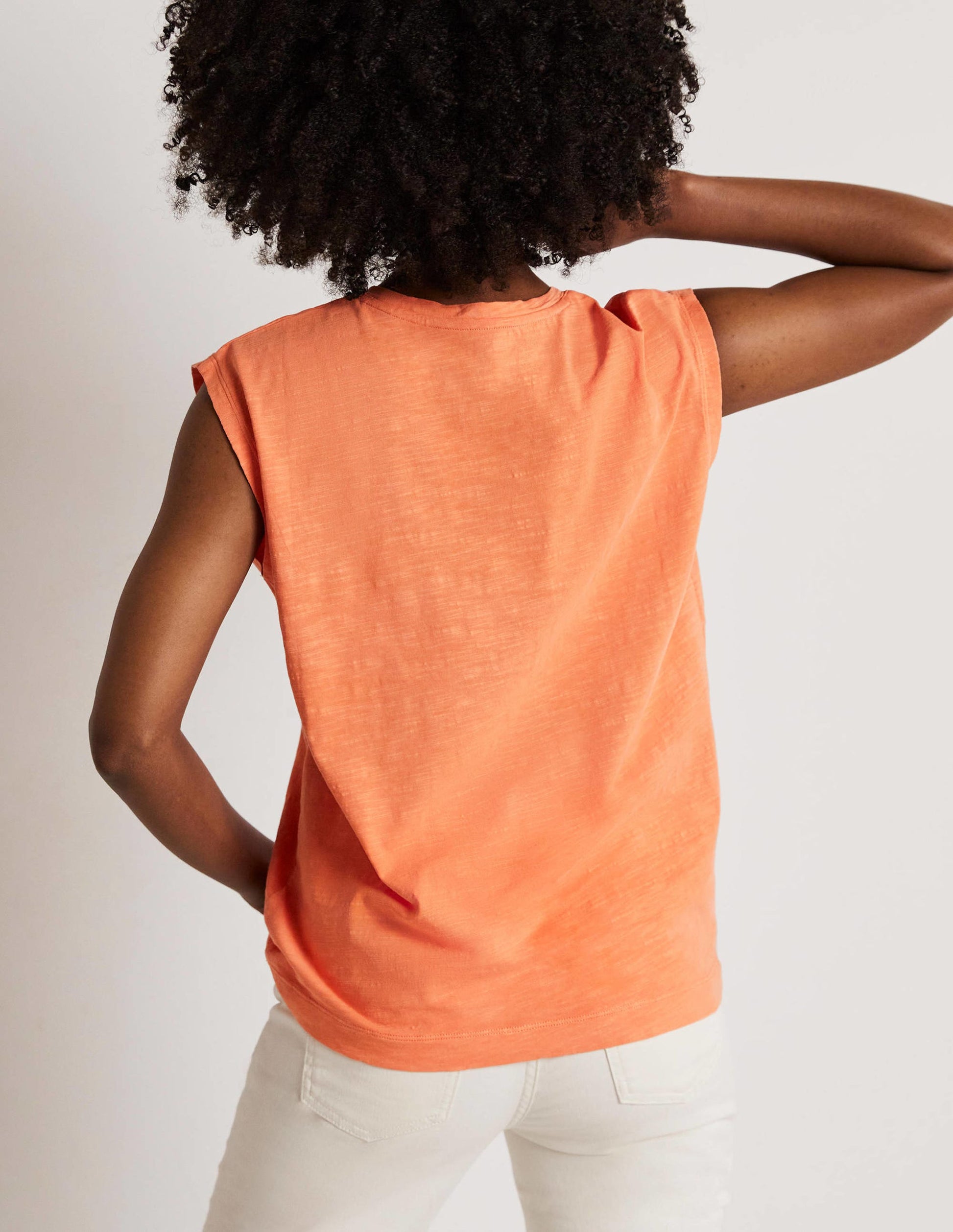 Grown On Sleeve Cotton T-shirt-Dusty Orange-8