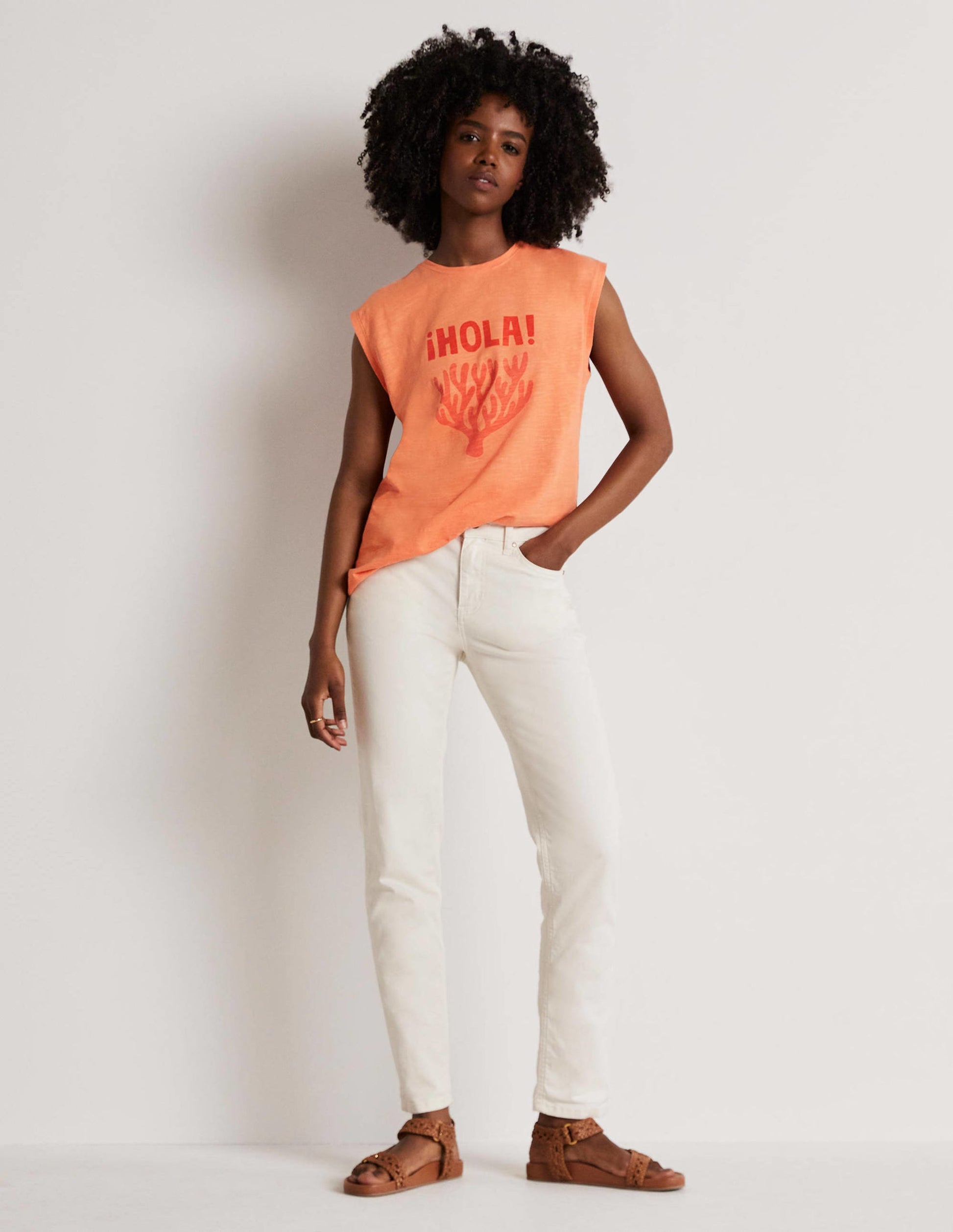 Grown On Sleeve Cotton T-shirt-Dusty Orange-4