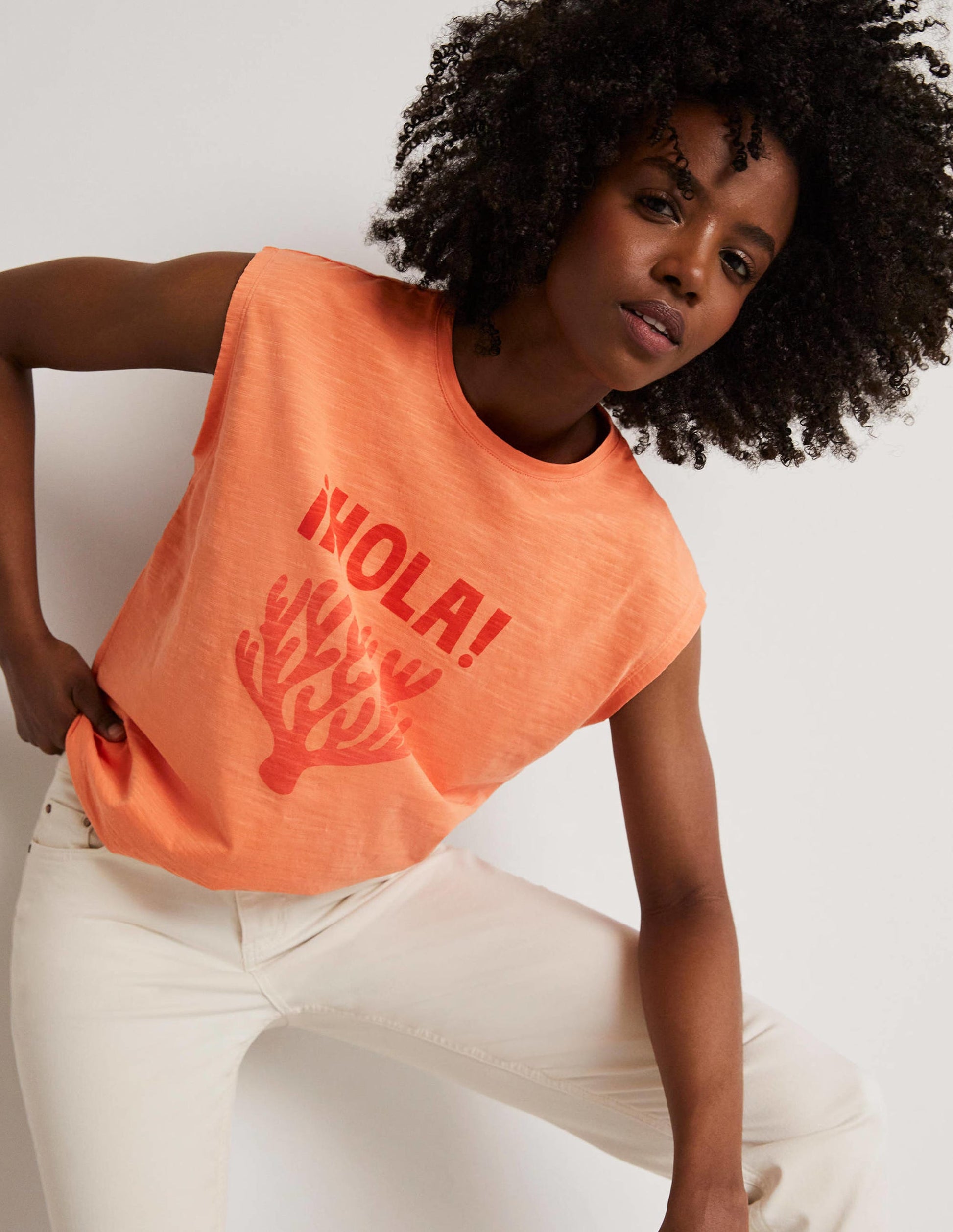 Grown On Sleeve Cotton T-shirt-Dusty Orange-5