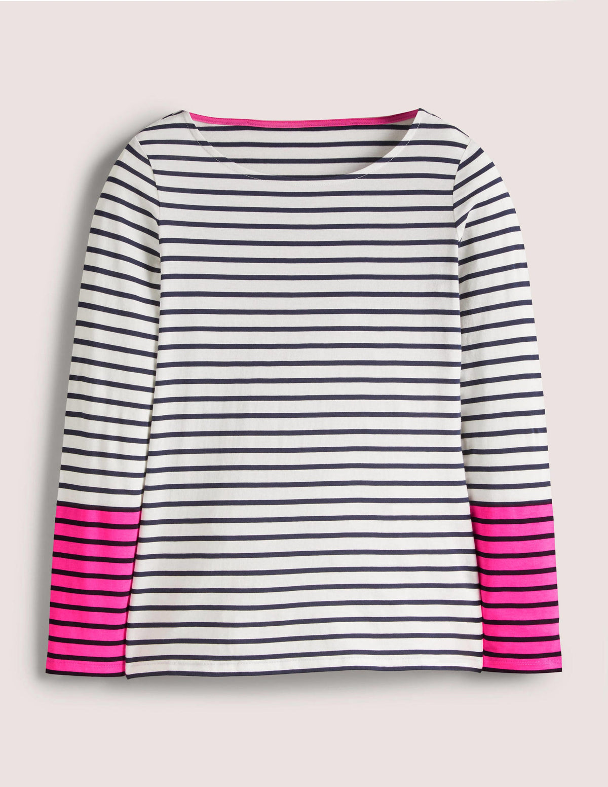 Ella Long Sleeve Breton-Neon Pink Stripe-5