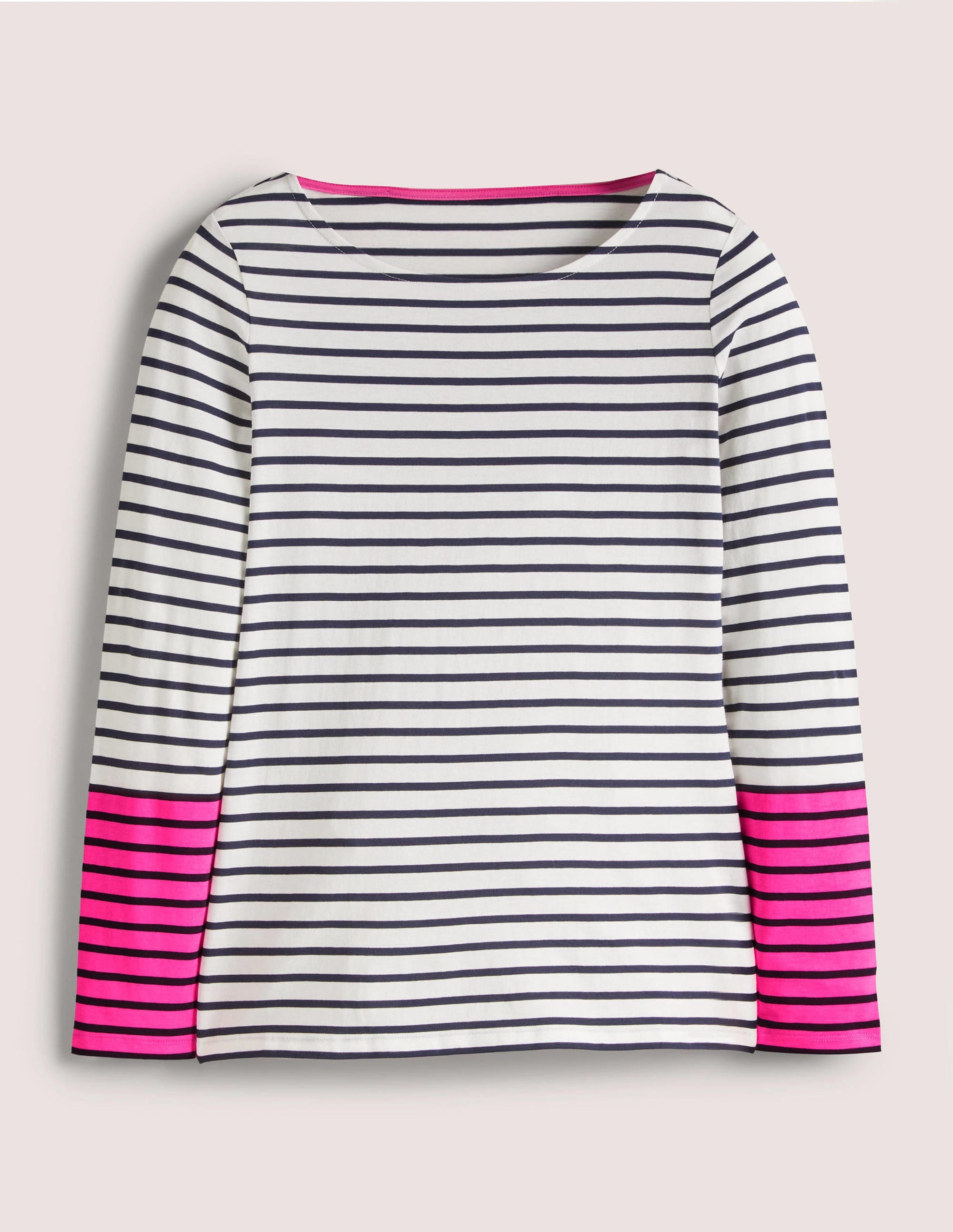 Ella Long Sleeve Breton-Neon Pink Stripe - Image 5