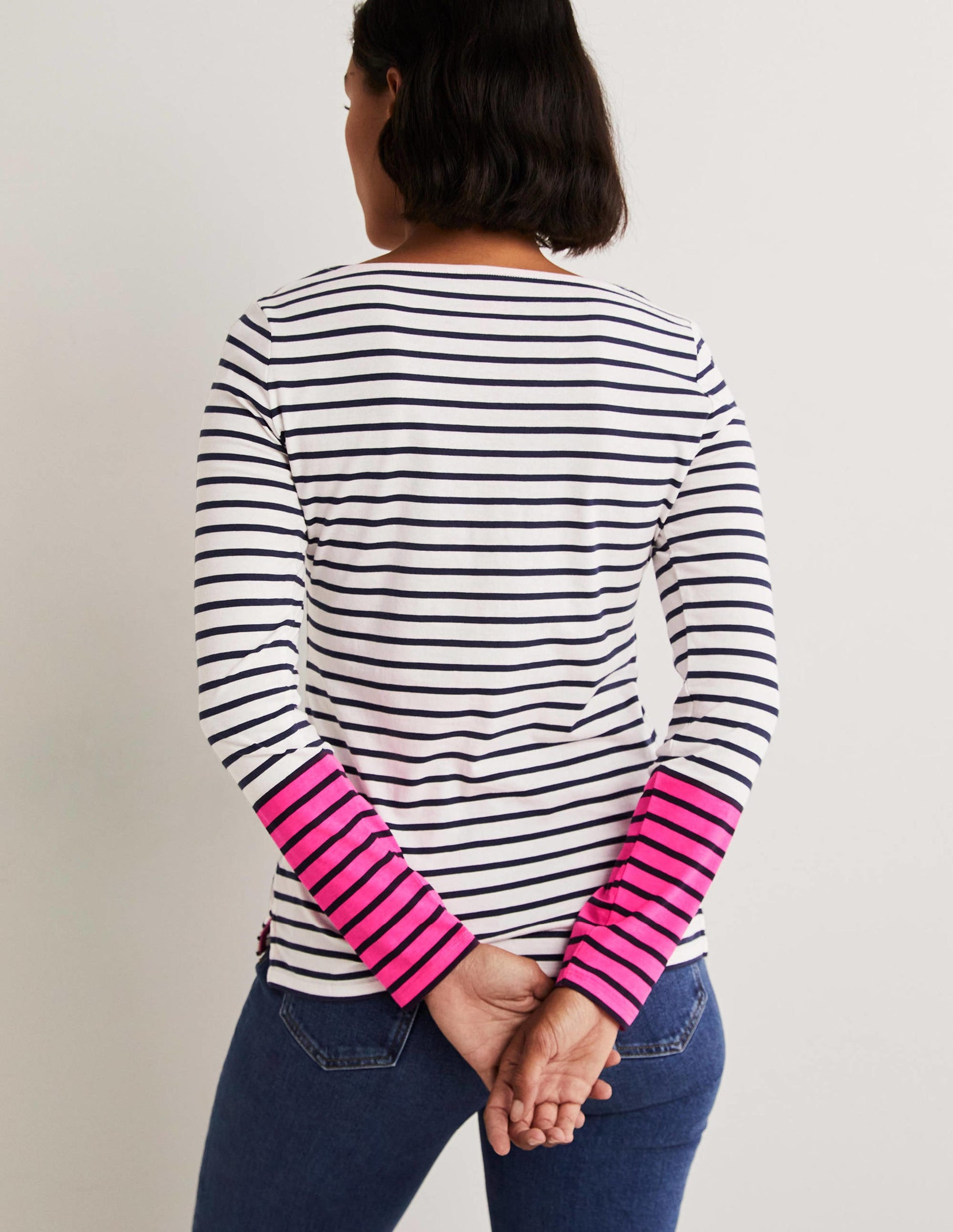 Ella Long Sleeve Breton-Neon Pink Stripe-3