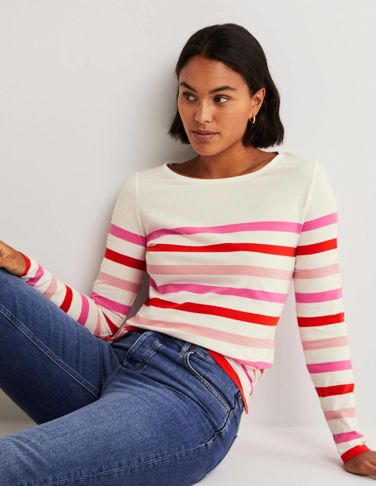 Ella Long Sleeve Breton-Multi Pink Stripe - Image 1