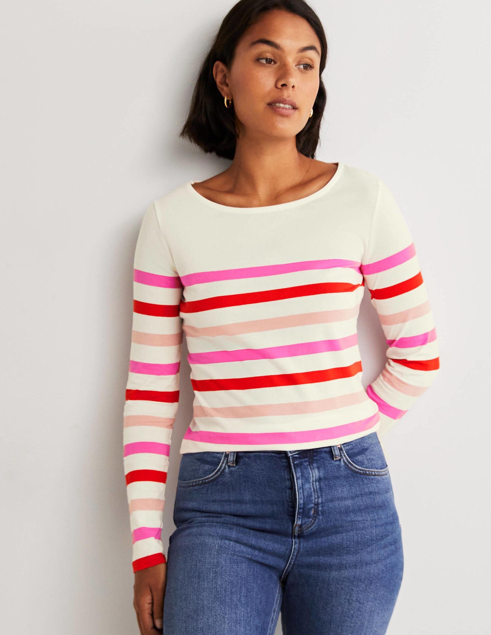 Ella Long Sleeve Breton-Multi Pink Stripe - Image 4