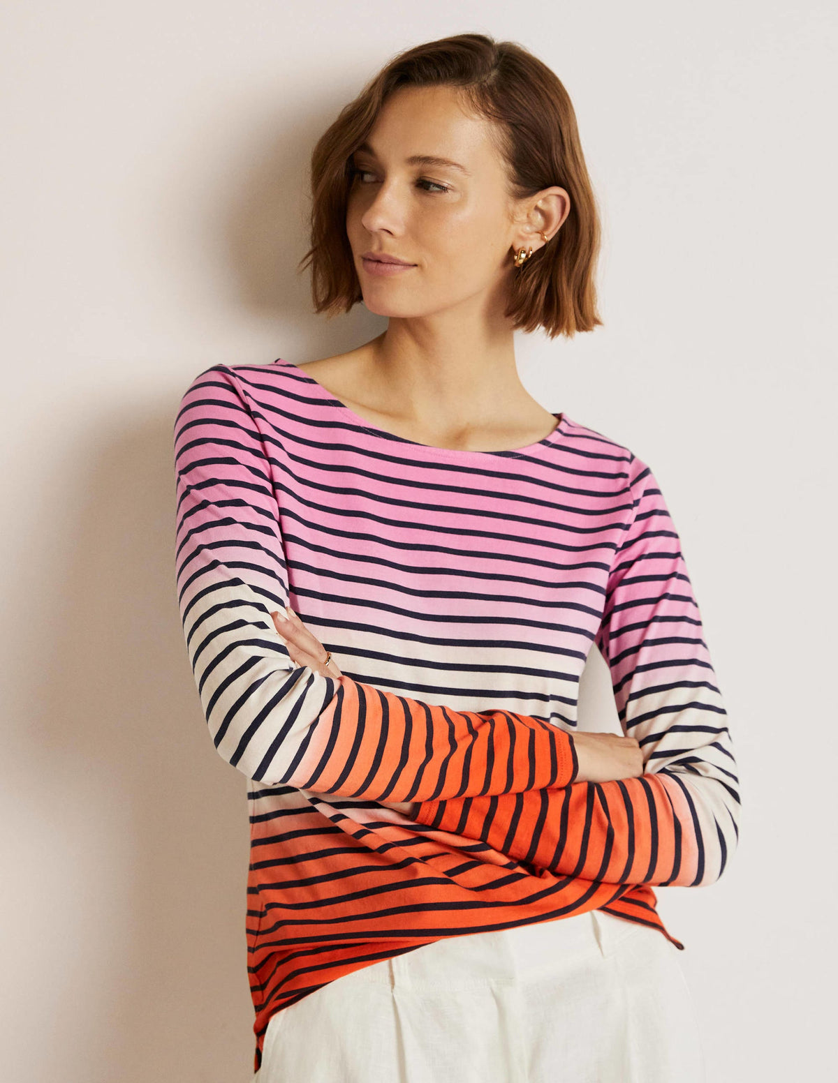 Ella Long Sleeve Breton-Bon Bon/Firecracker Ombre - Image 5