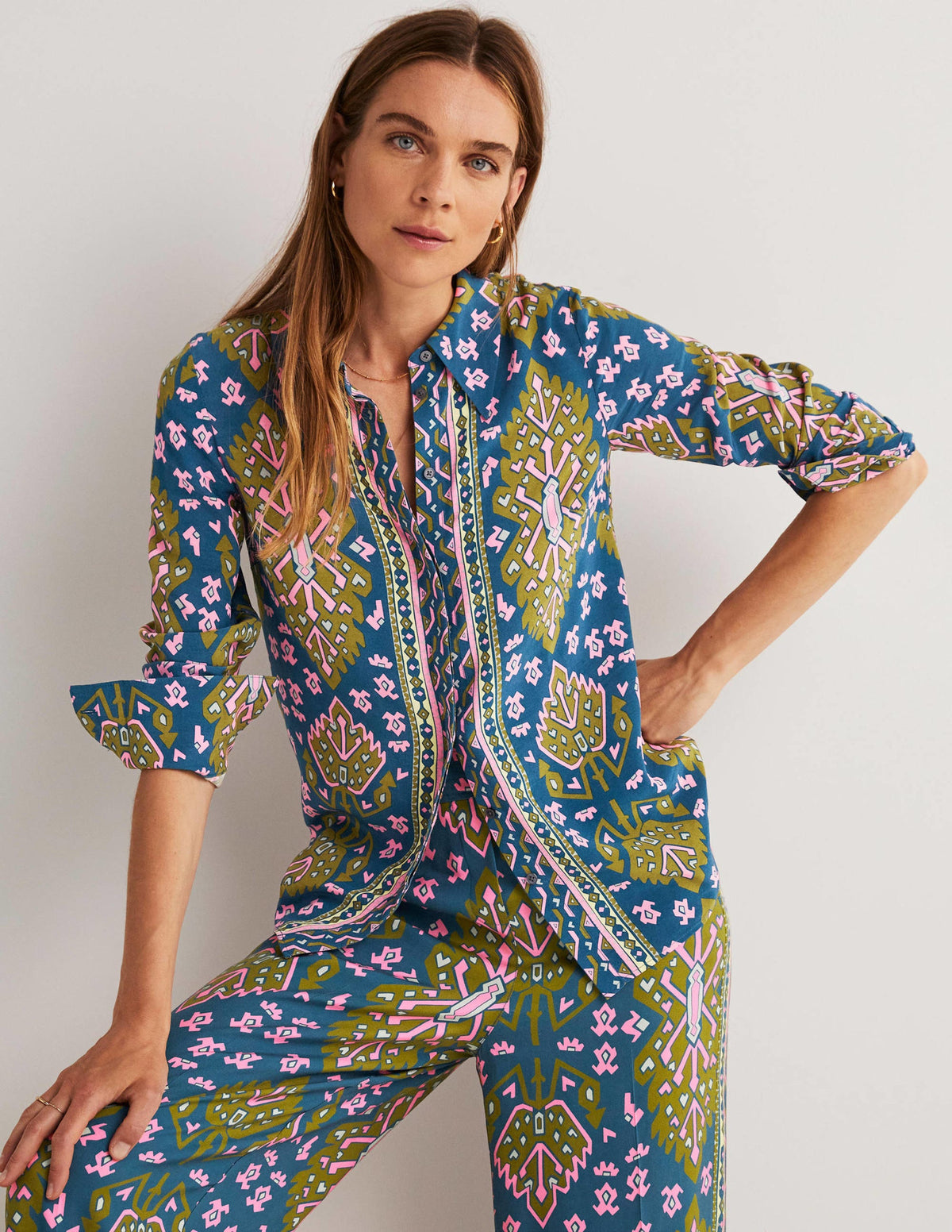 Placement Print Shirt-Baltic, Aztec Geo-4