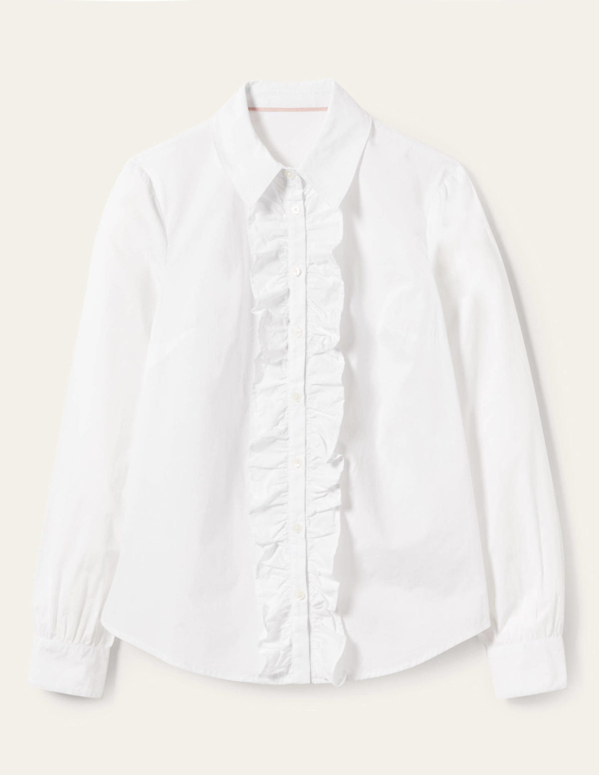 Ruffle Trim Collar Shirt-White - Image 12