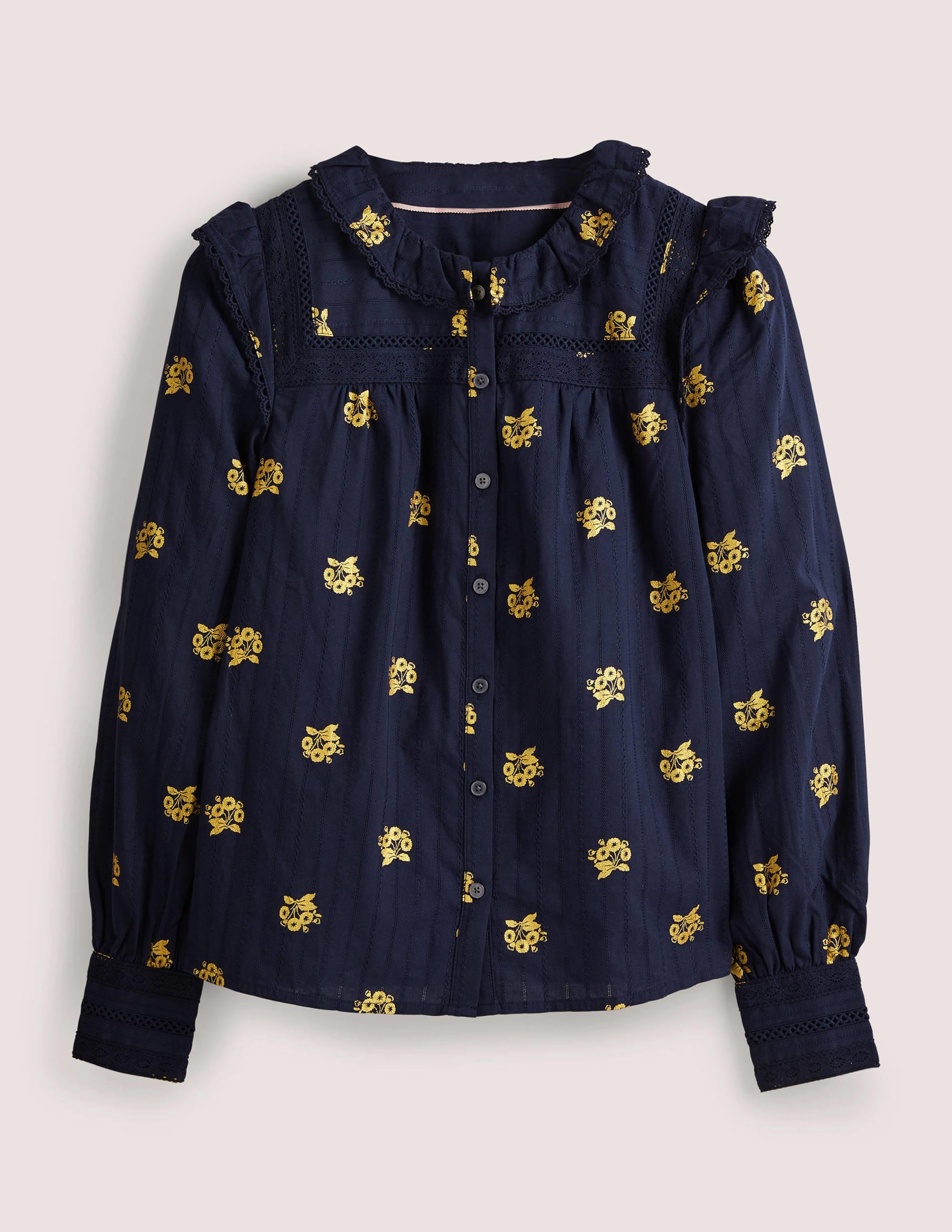 Crochet Trim Blouse-Navy, Wild Pansy - Image 5