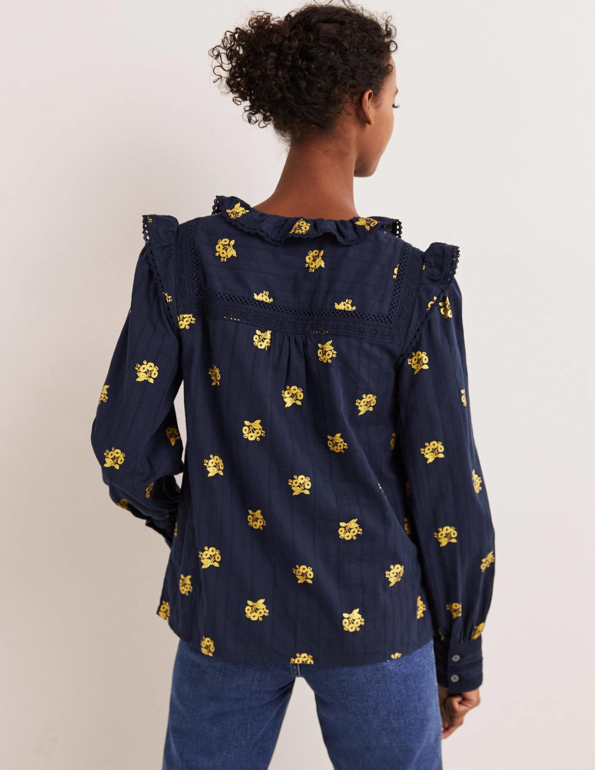 Crochet Trim Blouse-Navy, Wild Pansy-3