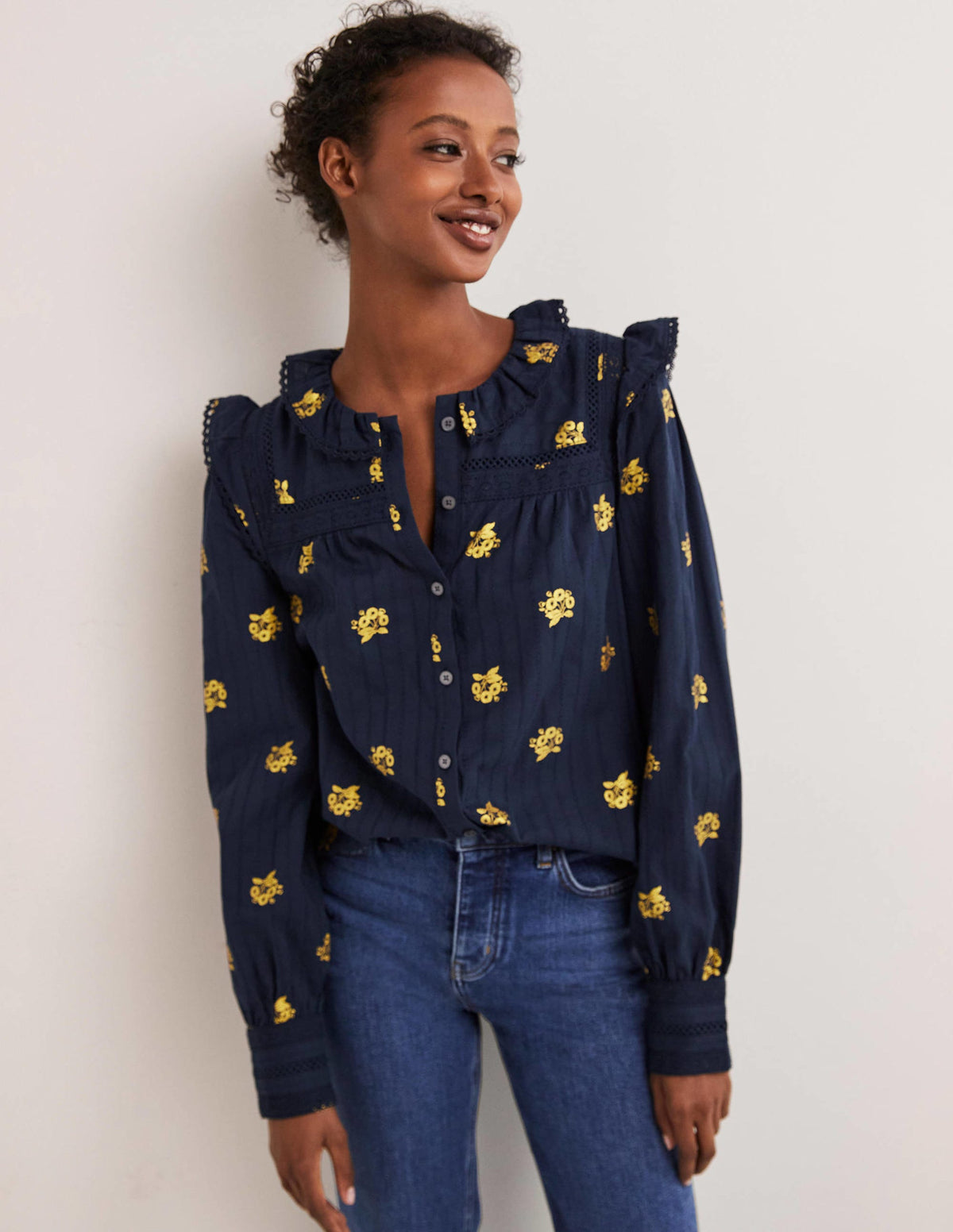 Crochet Trim Blouse-Navy, Wild Pansy-4