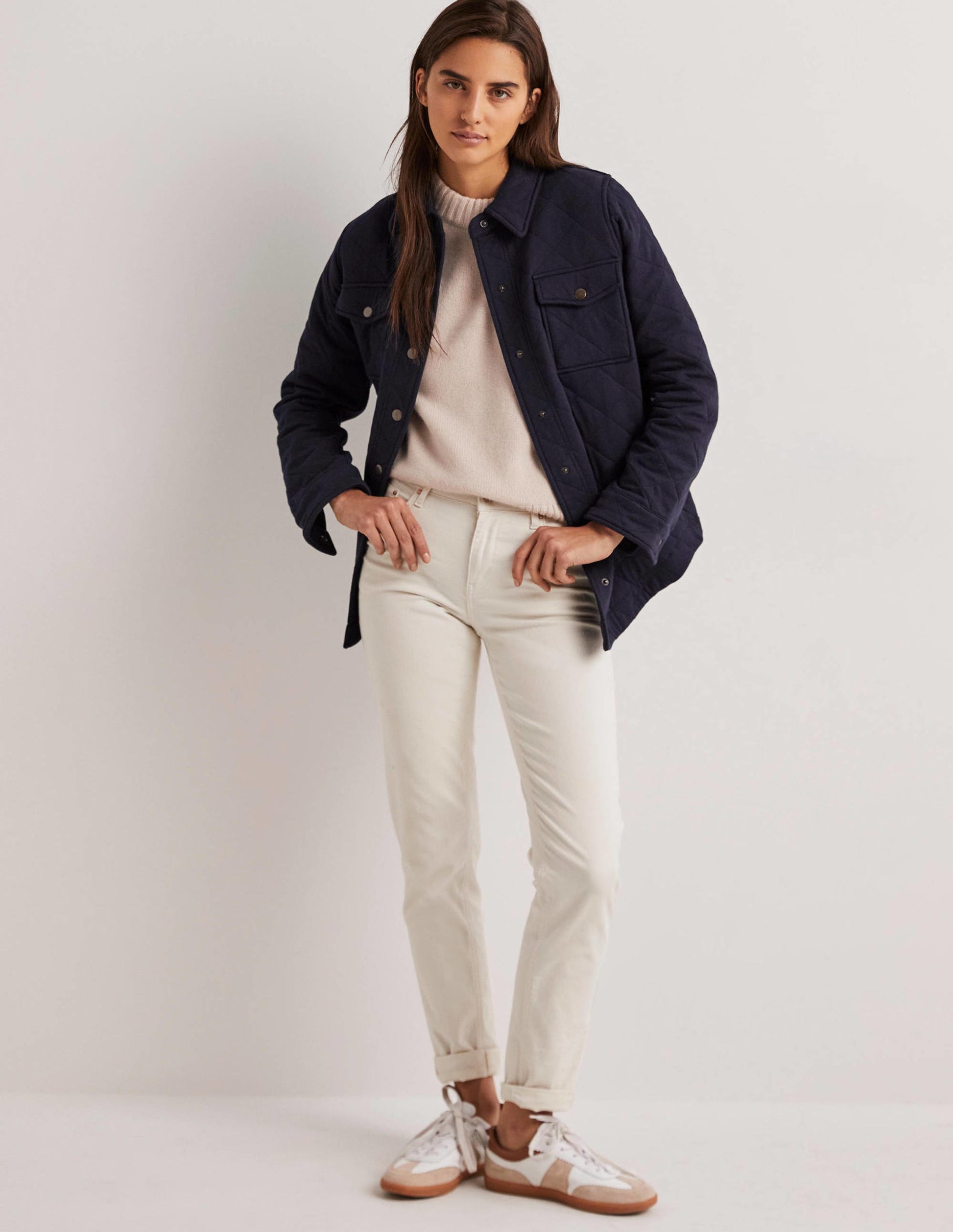 Quilted Jersey Shacket-Navy-1