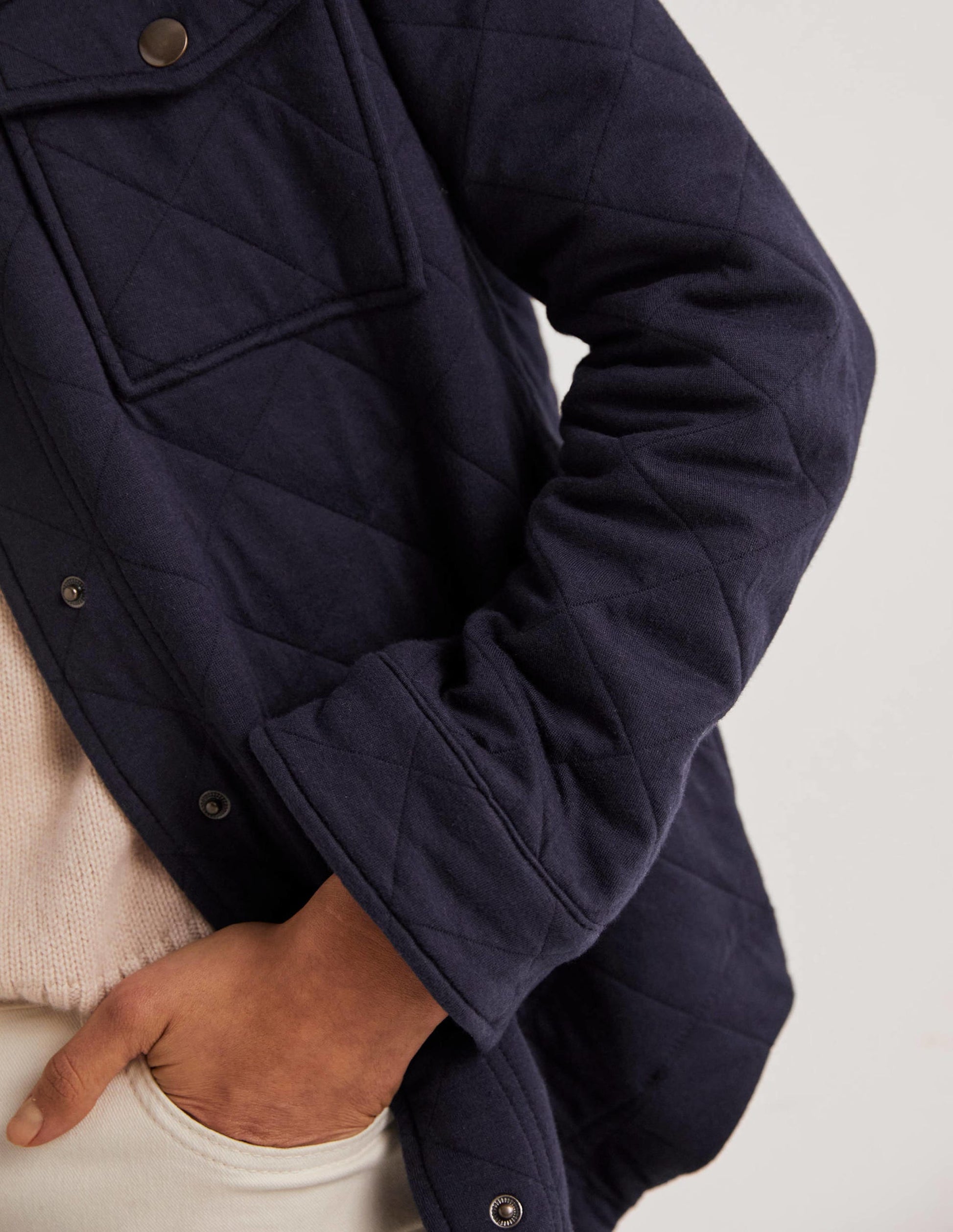 Quilted Jersey Shacket-Navy-2