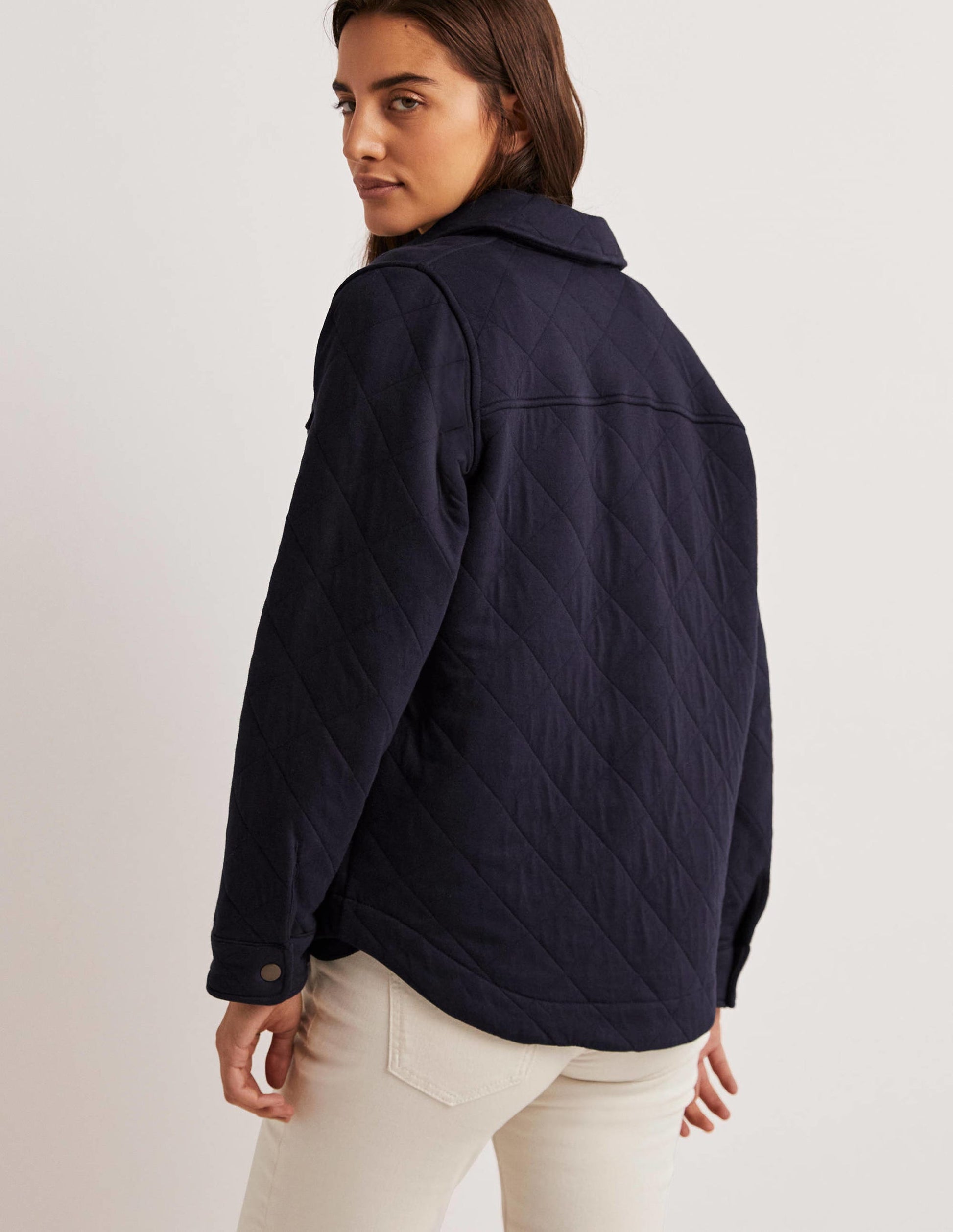 Quilted Jersey Shacket-Navy-3