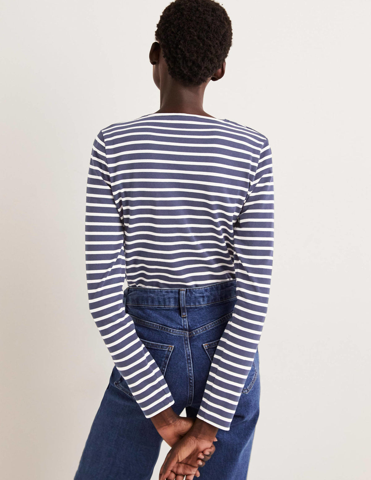 Embroidered Breton Top-Navy/Ivory, Floral Embroidery-3