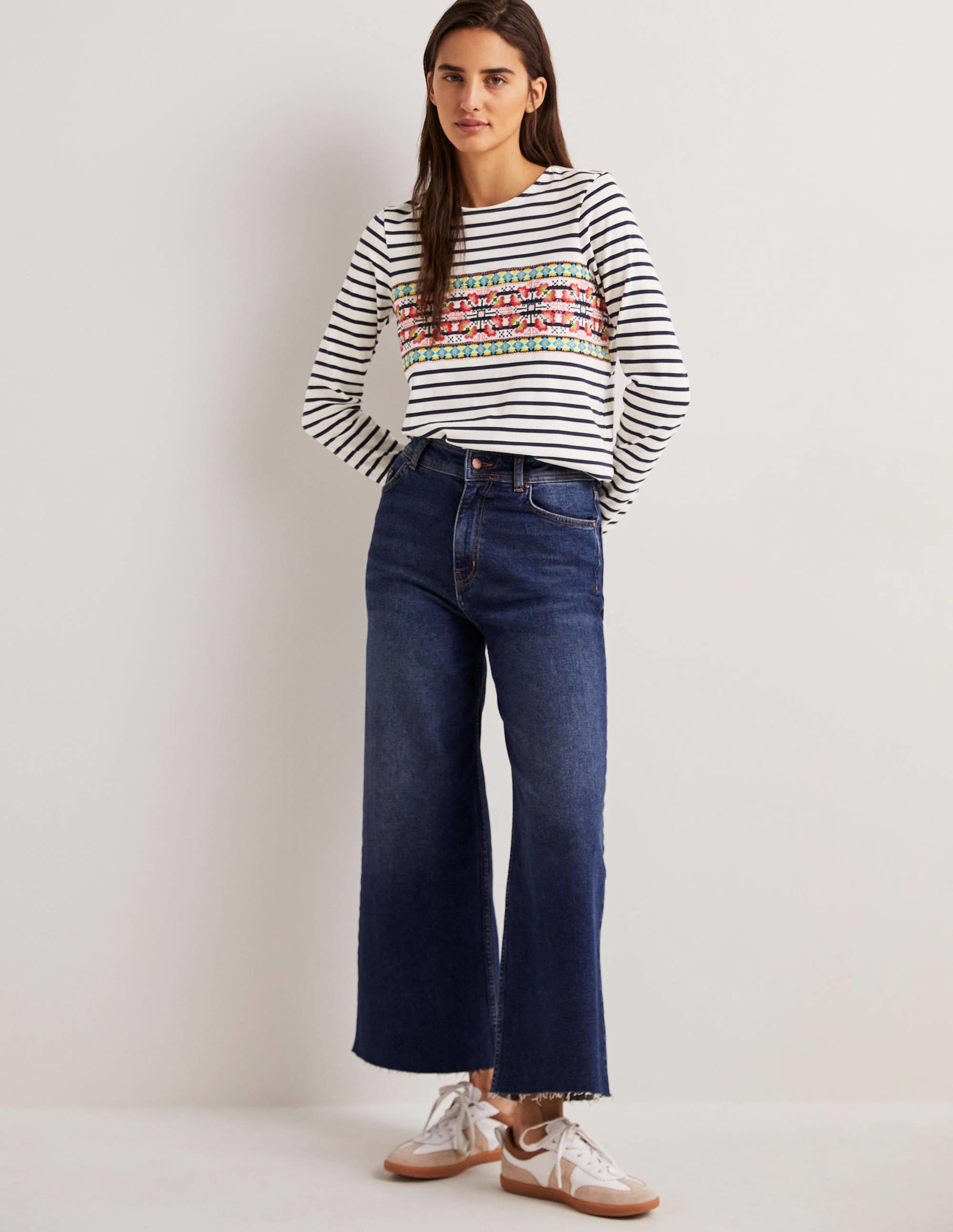 Embroidered Breton Top-Ivory/Navy, Multi Embroidery - Image 4