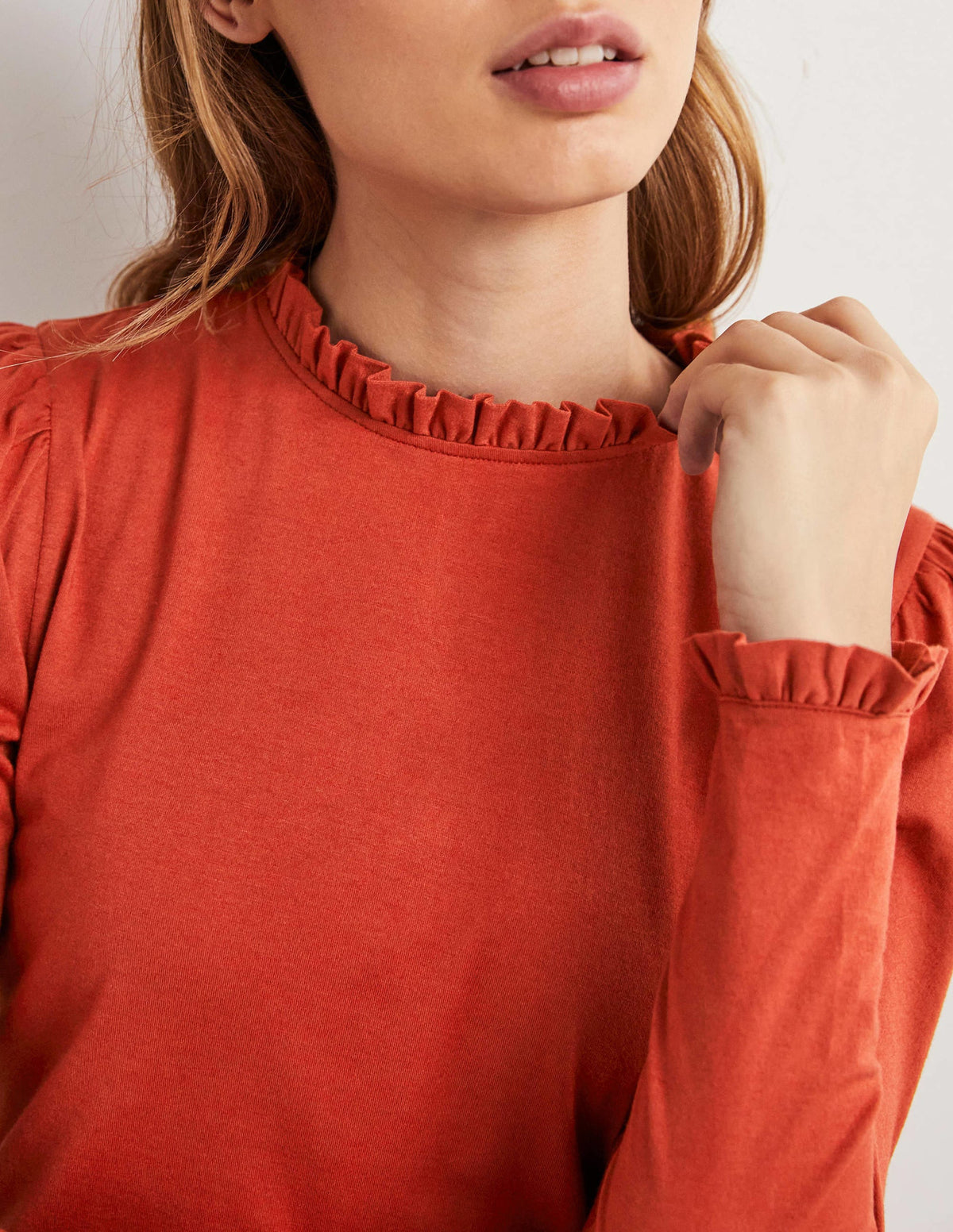 Supersoft Frill Detail Top-Chilli Oil Red - Image 2
