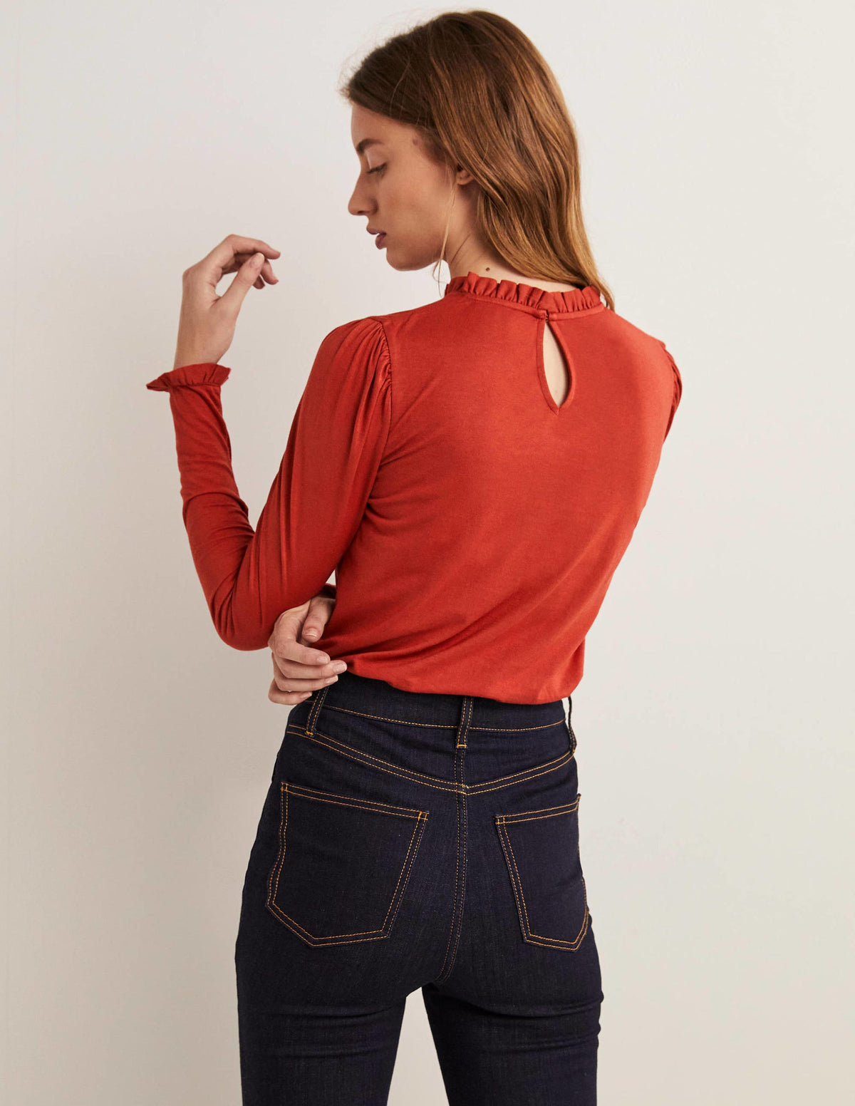 Supersoft Frill Detail Top-Chilli Oil Red - Image 3