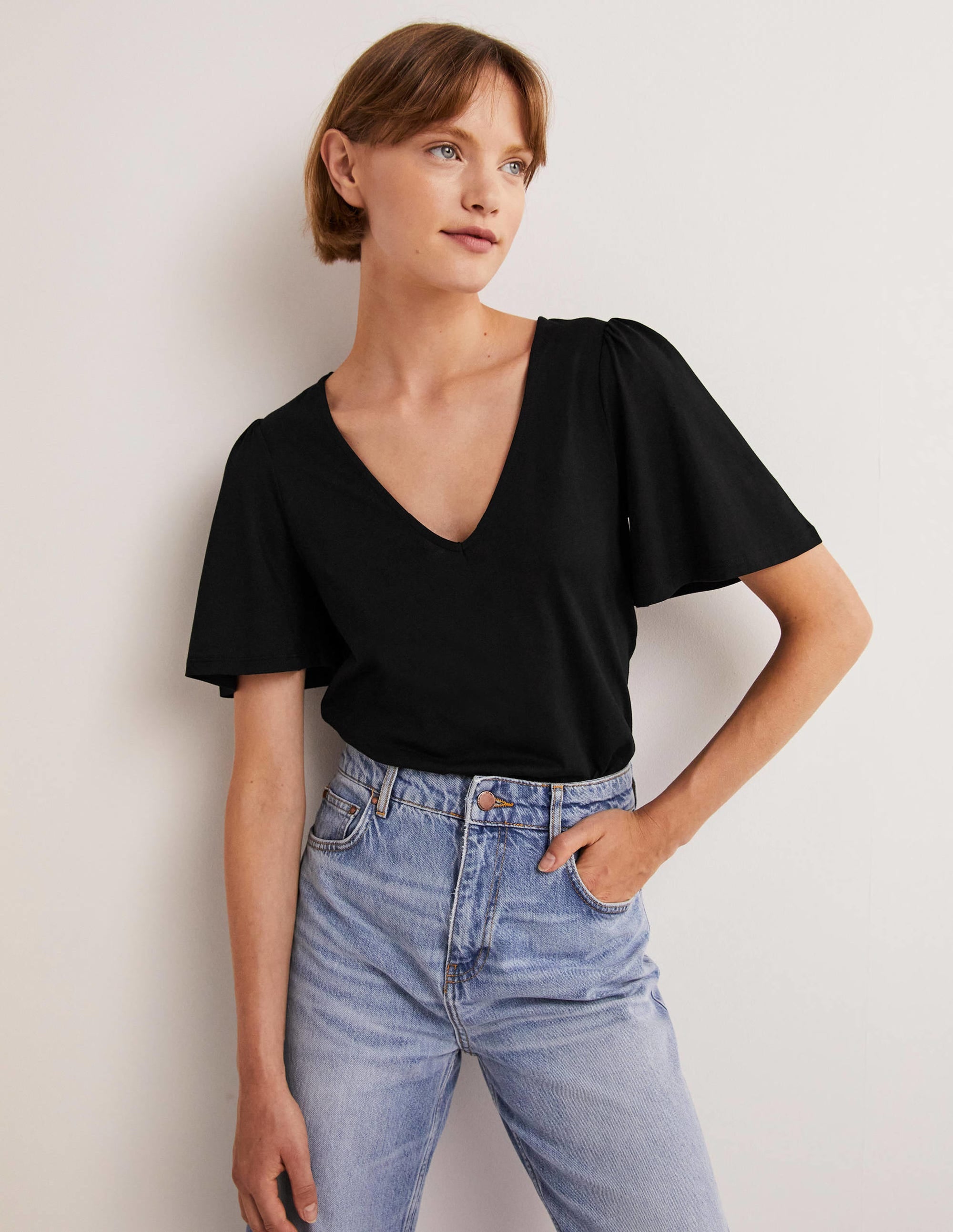 Supersoft Flutter Sleeve Top-Black - Image 1
