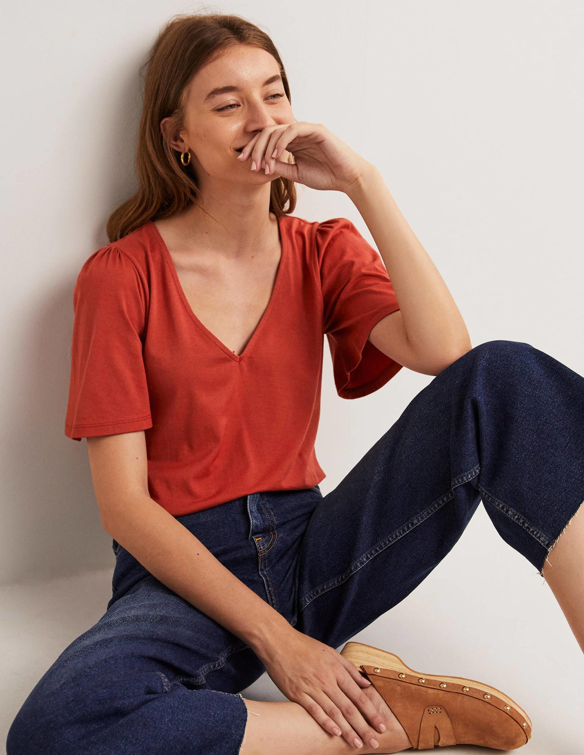 Supersoft Flutter Sleeve Top-Chilli Oil Red-4
