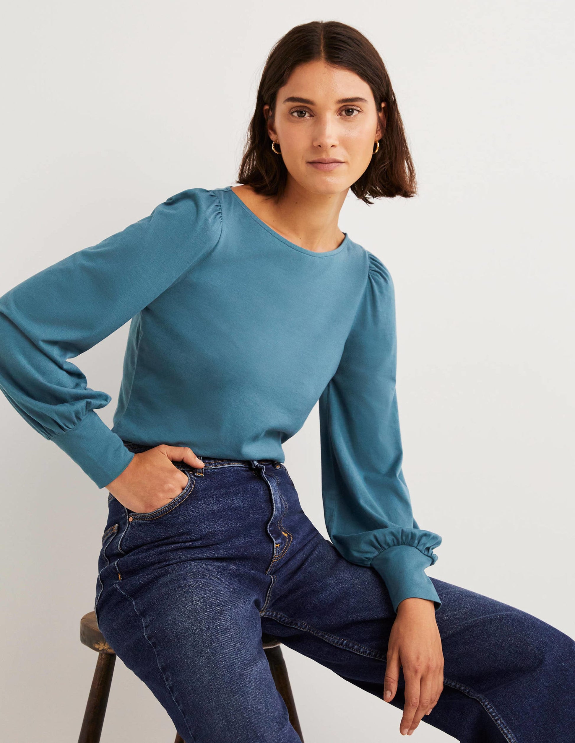 Supersoft Boat Neck Top-Corporal Blue-1