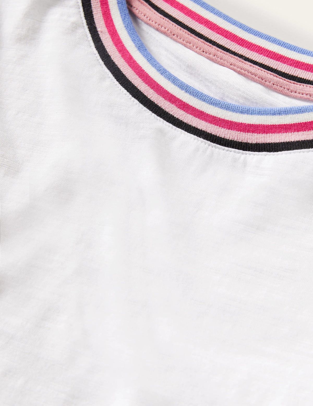 Rib Trim Blouson Top-White-9