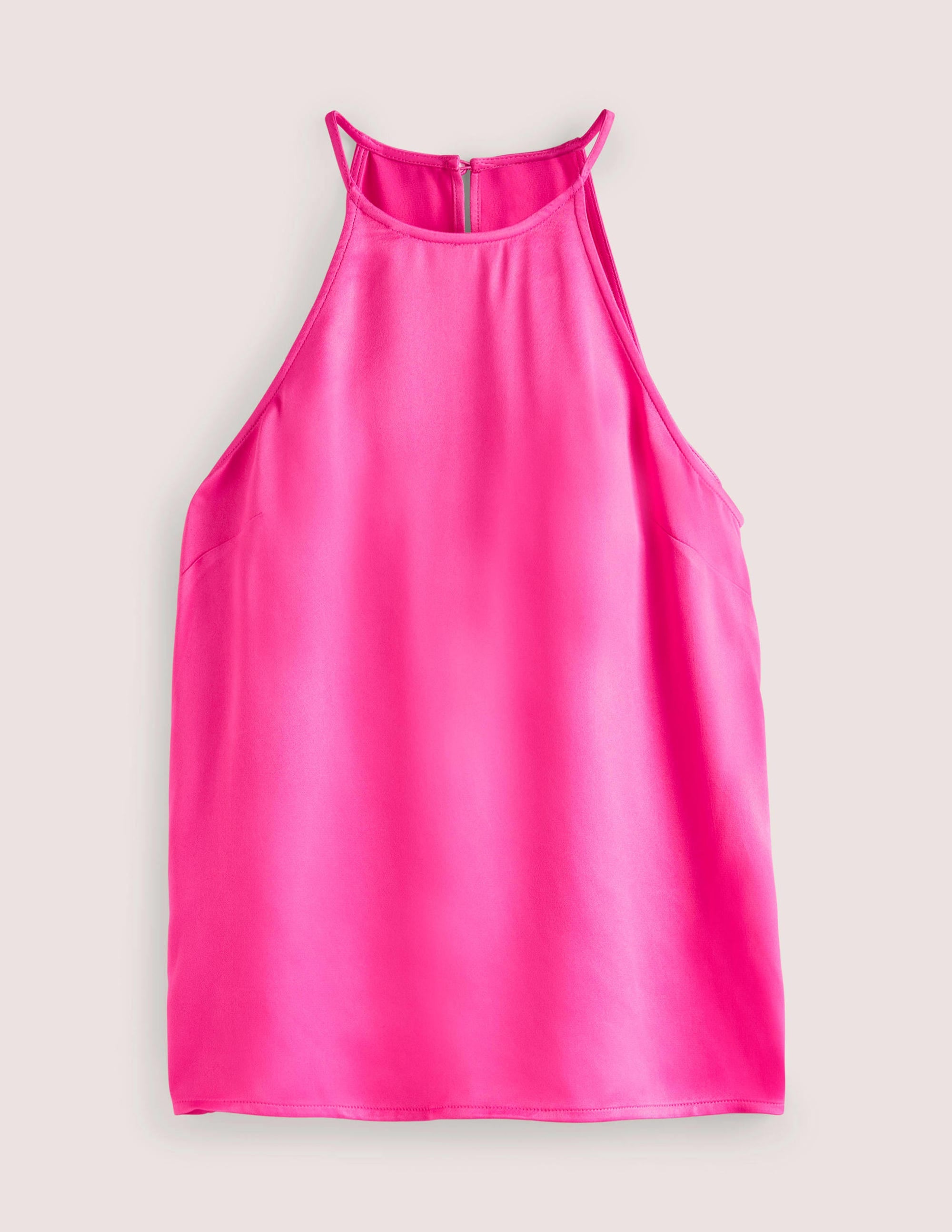 Strappy Halterneck Satin Top-Watermelon Pink - Image 6