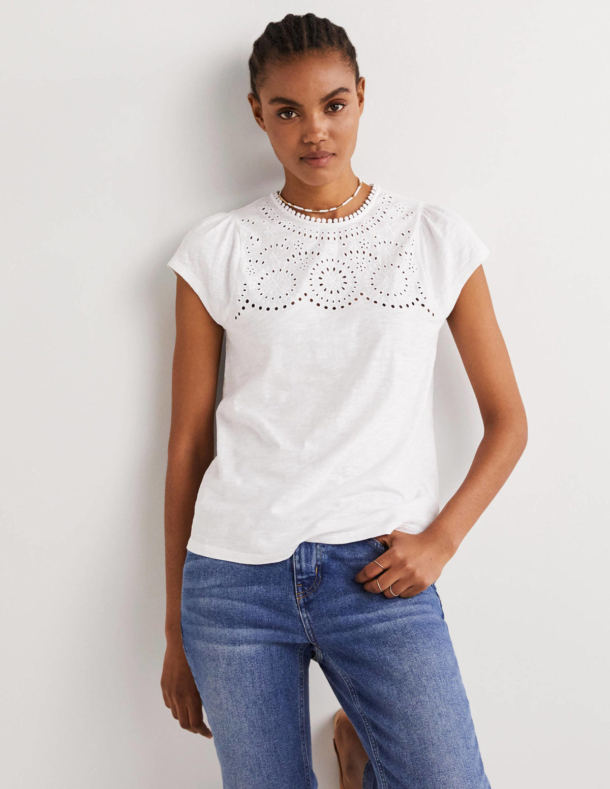 Cutwork Flutter T-Shirt-White-1