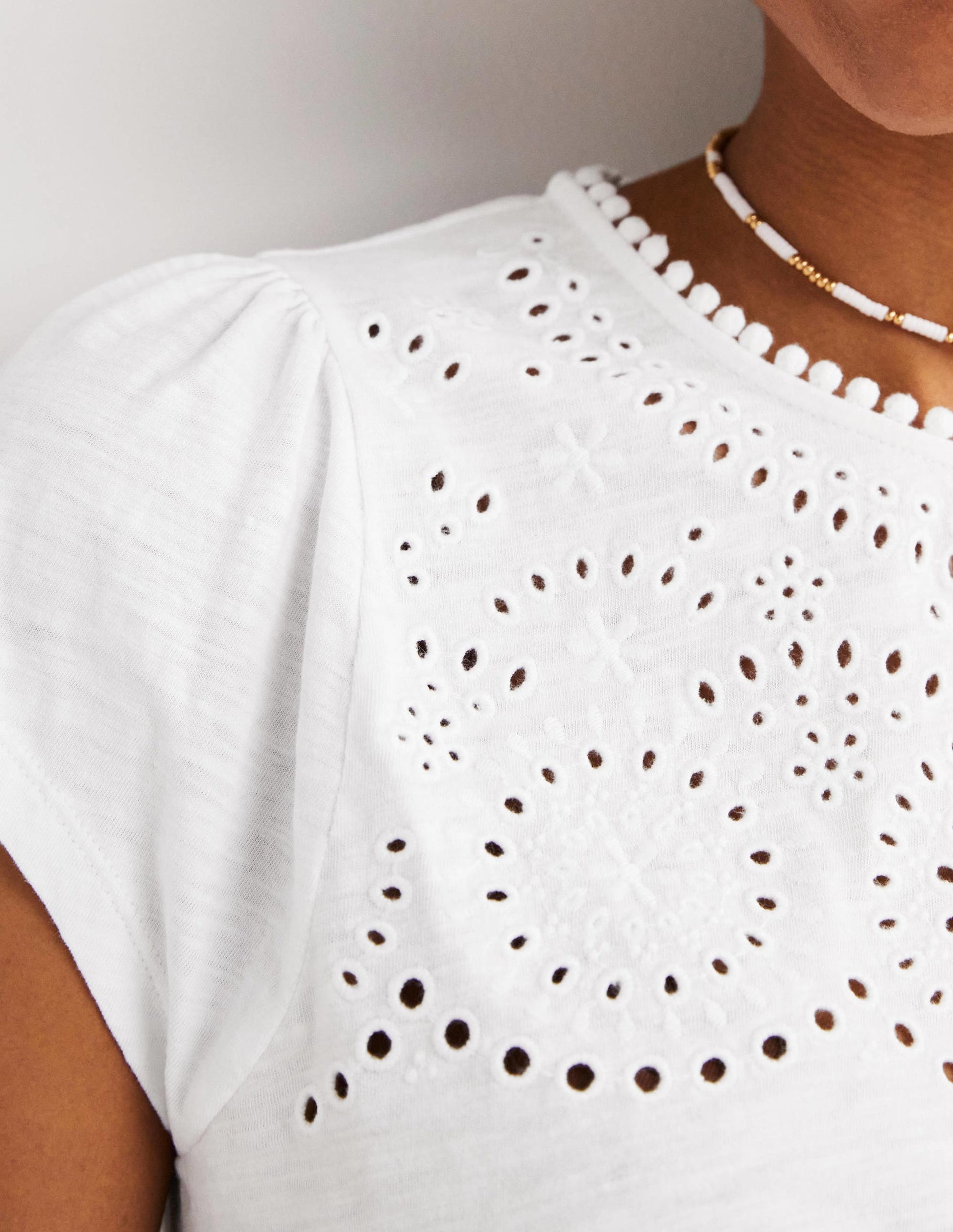 Cutwork Flutter T-Shirt-White-2