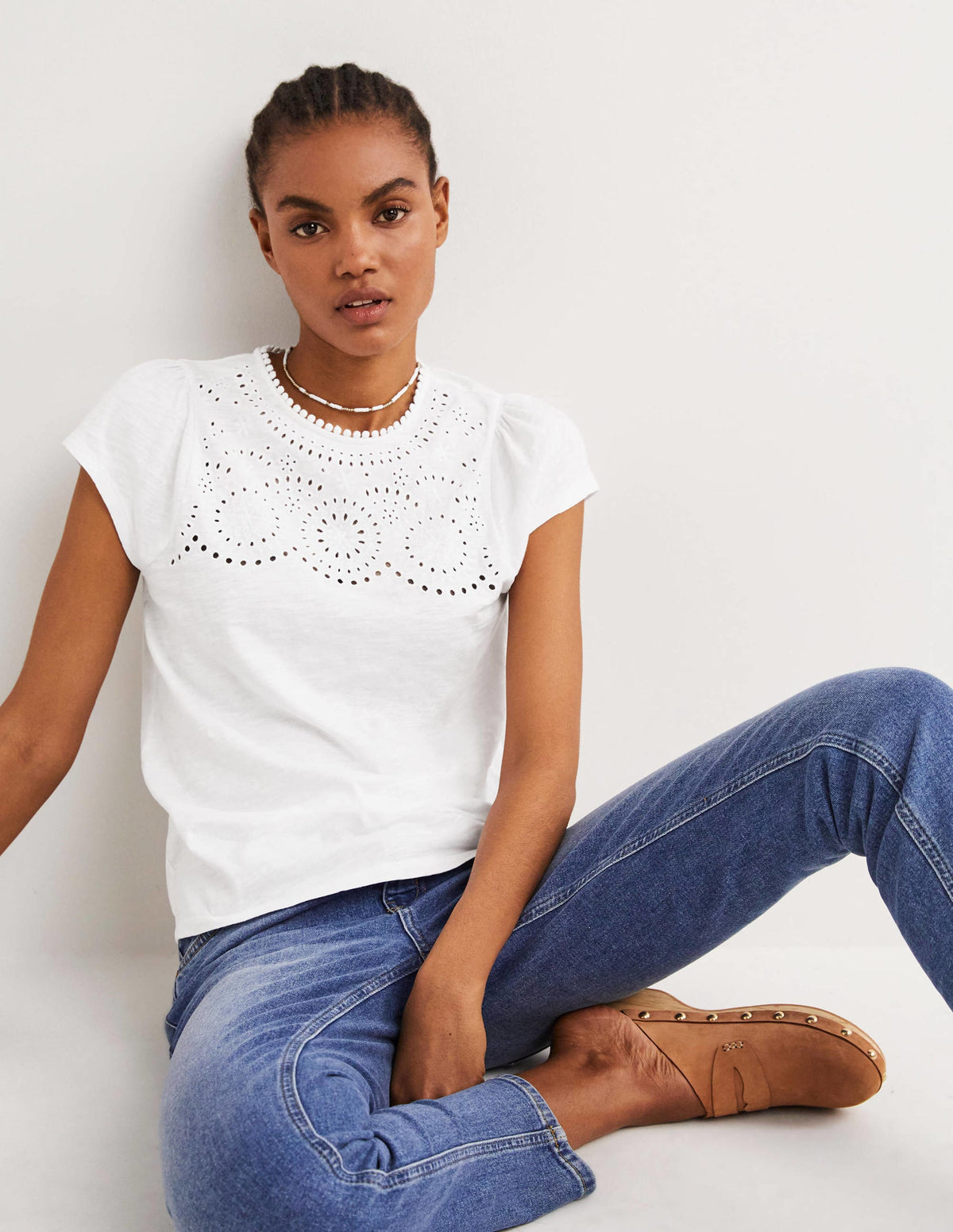 Cutwork Flutter T-Shirt-White - Image 4