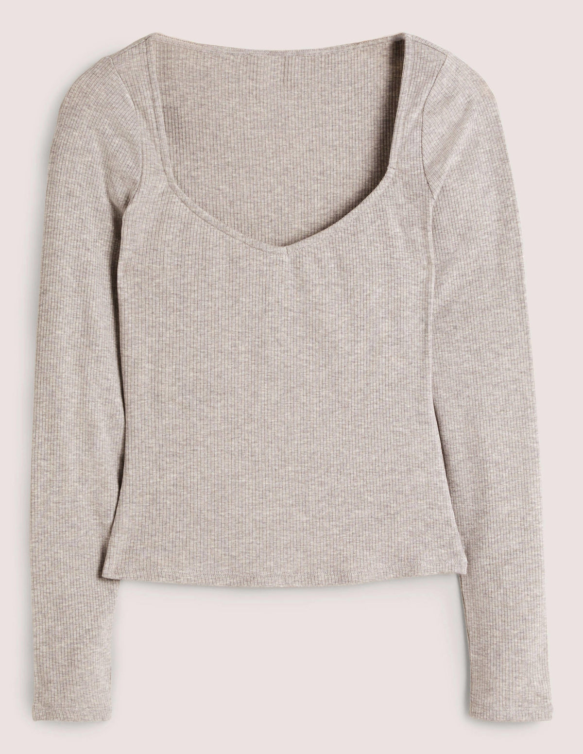 Soft Ribbed Sweetheart Top-Grey Marl - Image 5