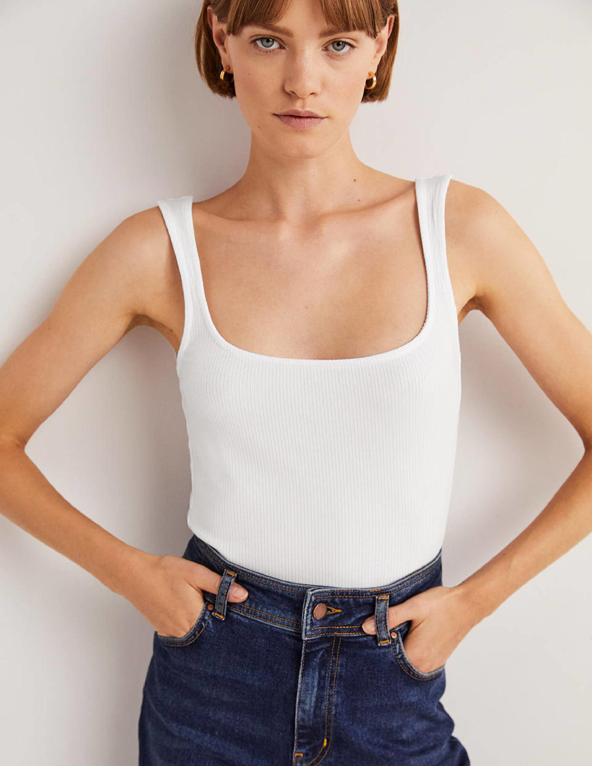 Soft Ribbed Tank-White - Image 1