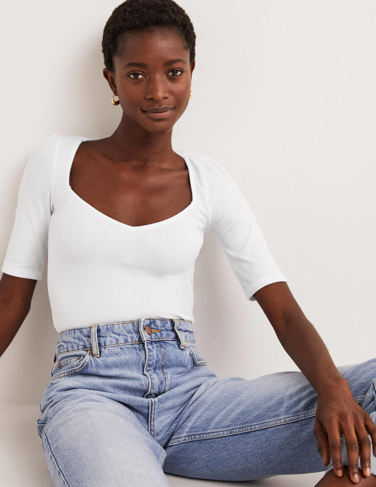 Soft Ribbed Sweetheart T-shirt-White-4