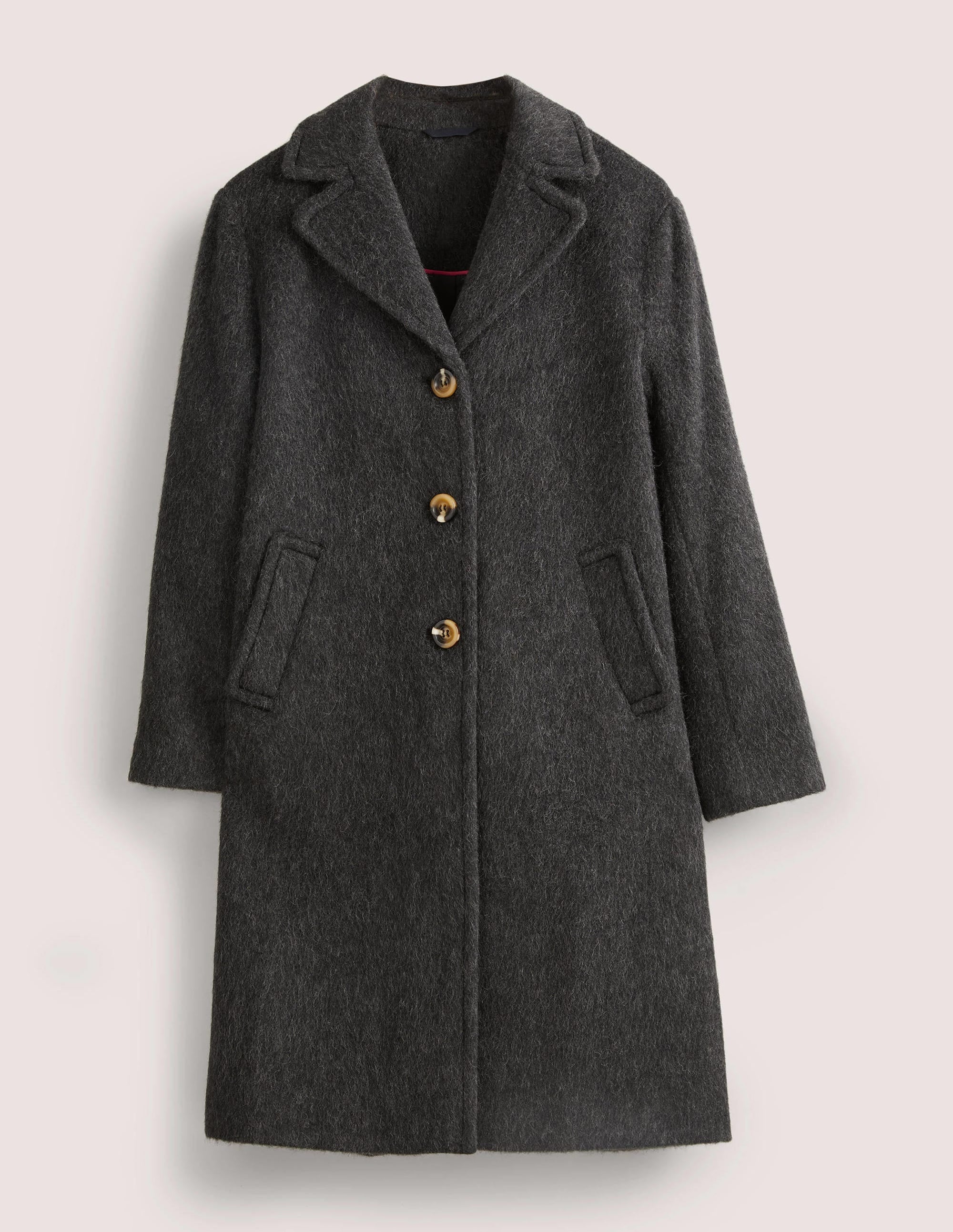 Wool Blend Collared Coat-Charcoal - Image 9