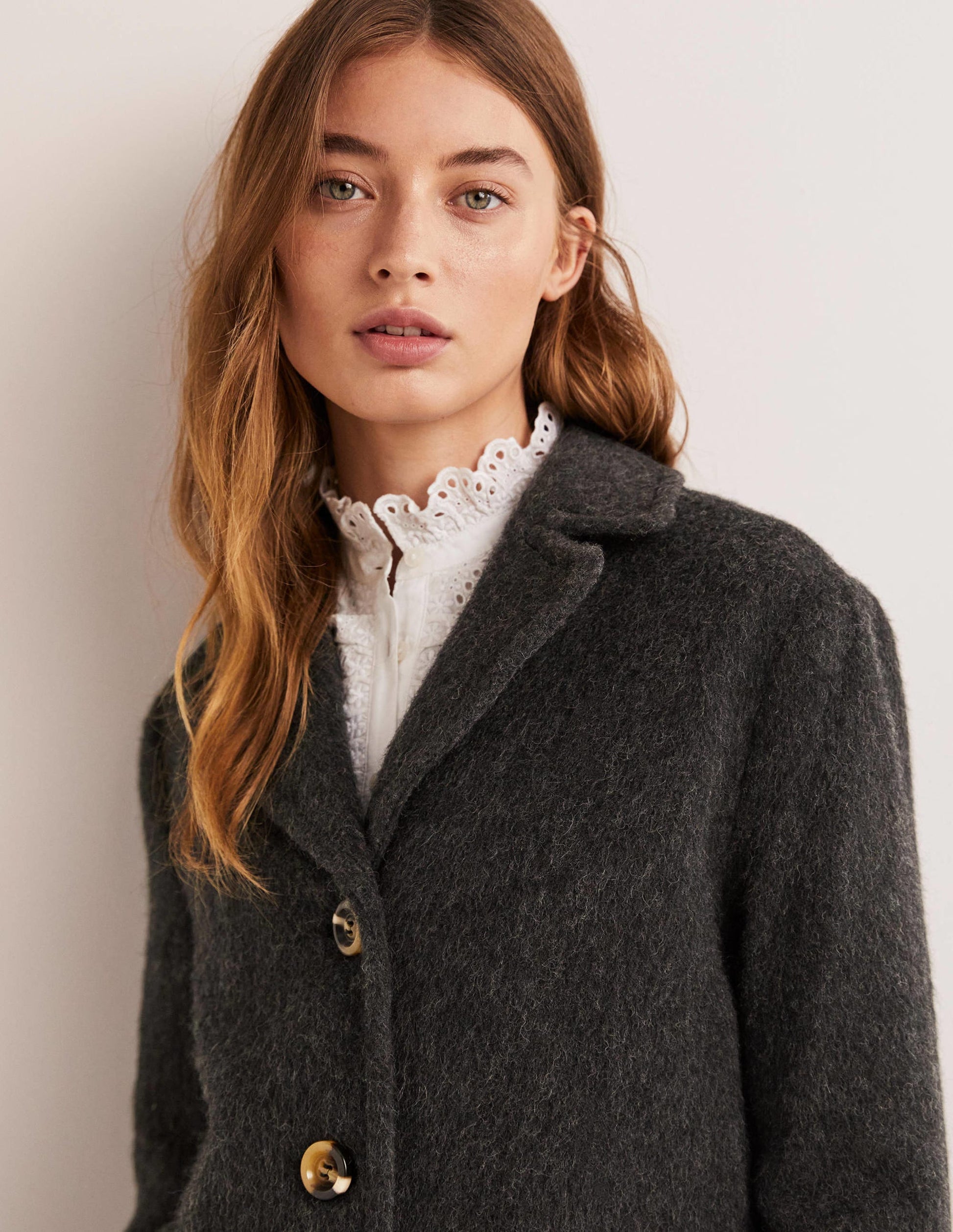 Wool Blend Collared Coat-Charcoal-5