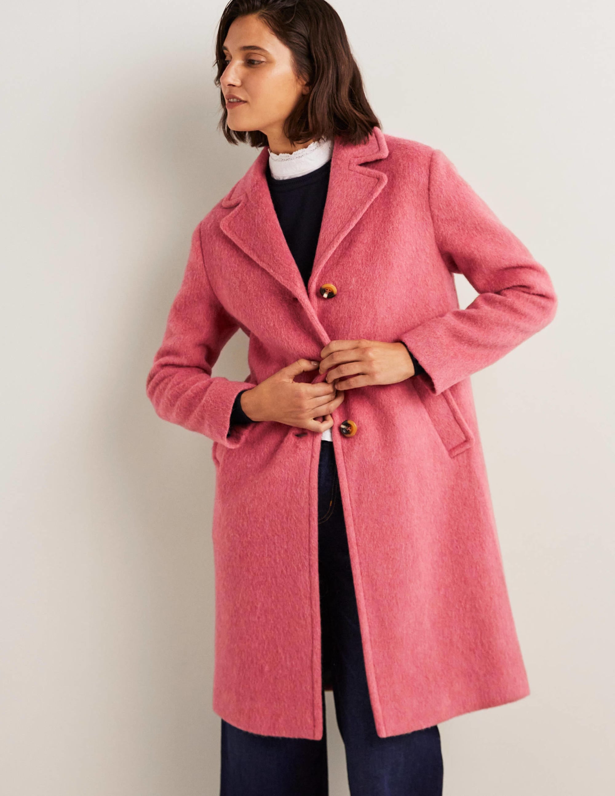 Wool Blend Collared Coat-Dusty Red - Image 6