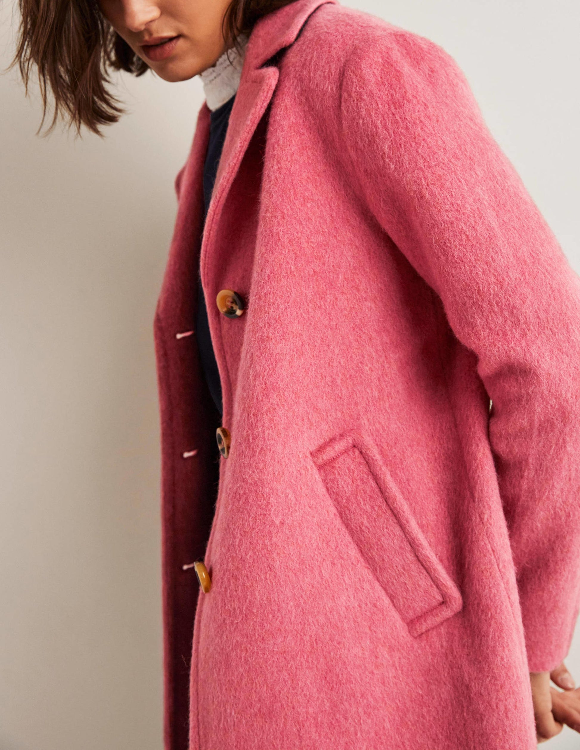Wool Blend Collared Coat-Dusty Red-7