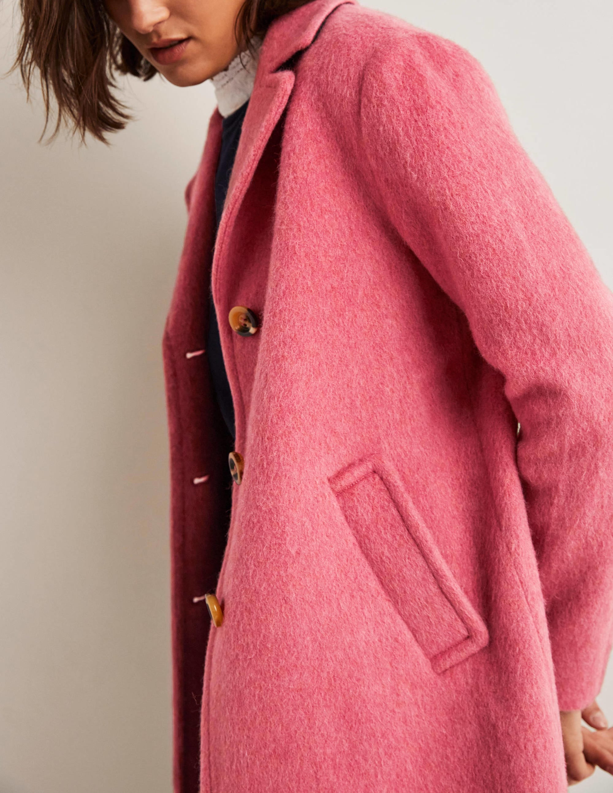 Wool Blend Collared Coat-Dusty Red - Image 7