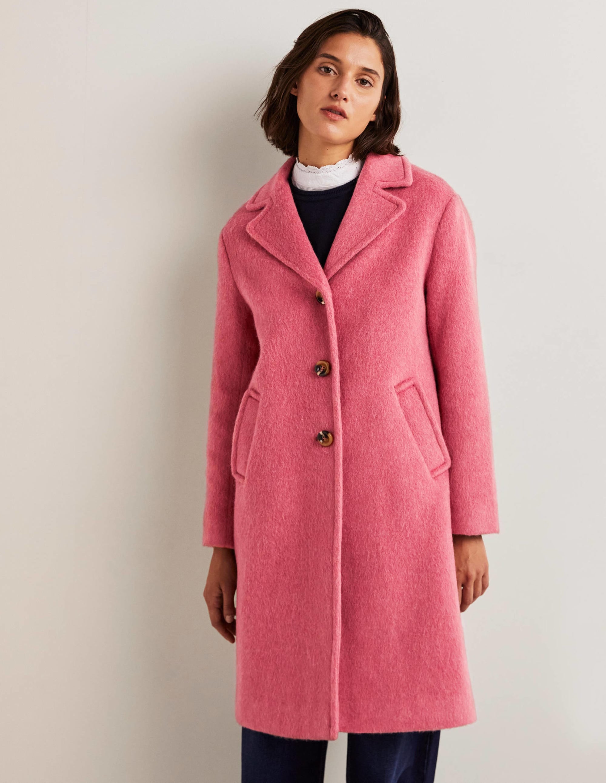 Wool Blend Collared Coat-Dusty Red - Image 10