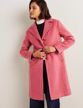 Wool Blend Collared Coat-Dusty Red