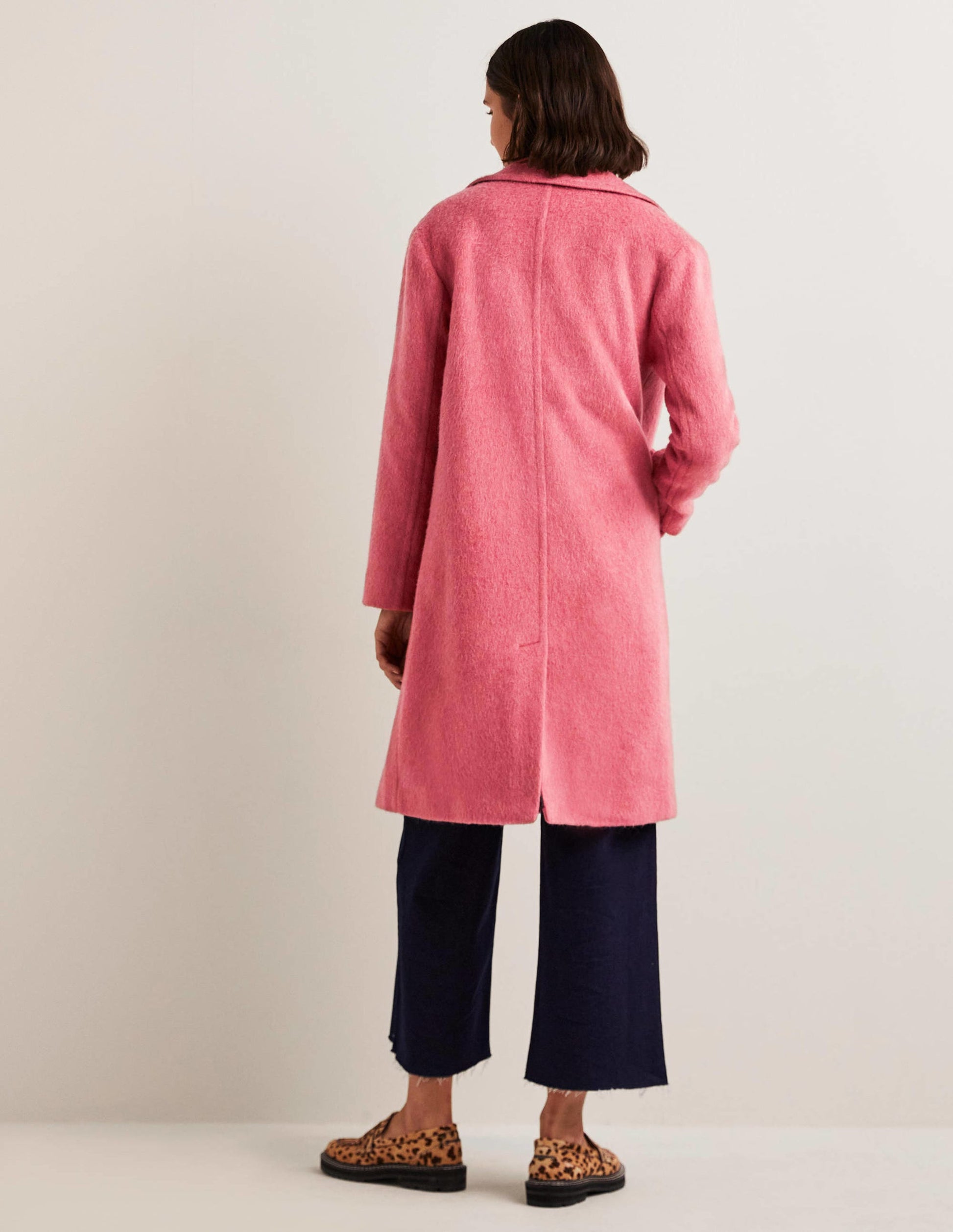 Wool Blend Collared Coat-Dusty Red-3