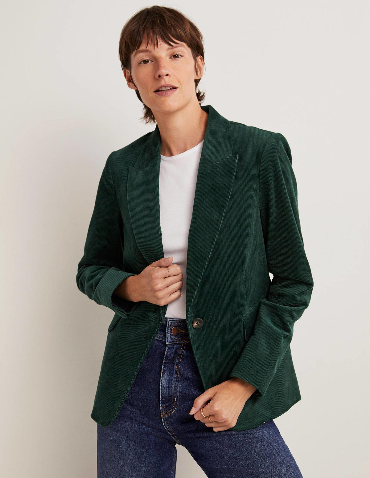Fitted Corduroy Blazer-Trekking Green - Image 1