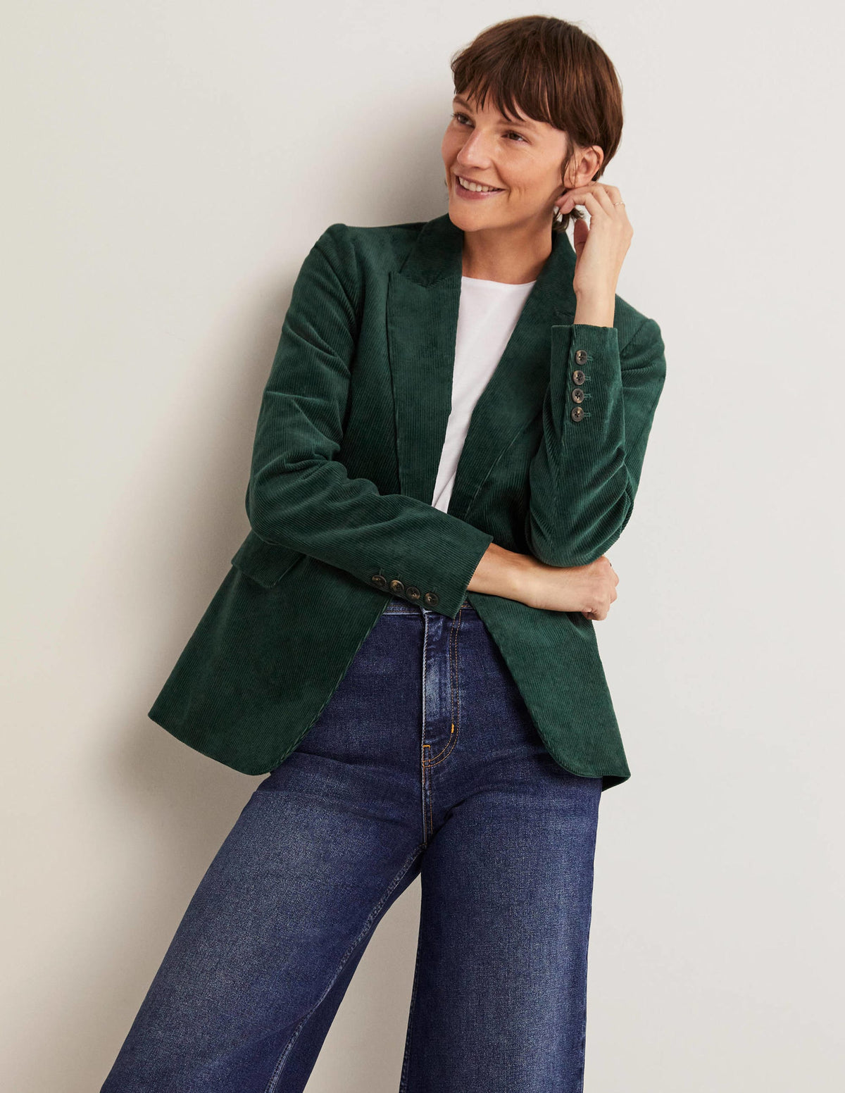 Fitted Corduroy Blazer-Trekking Green-4