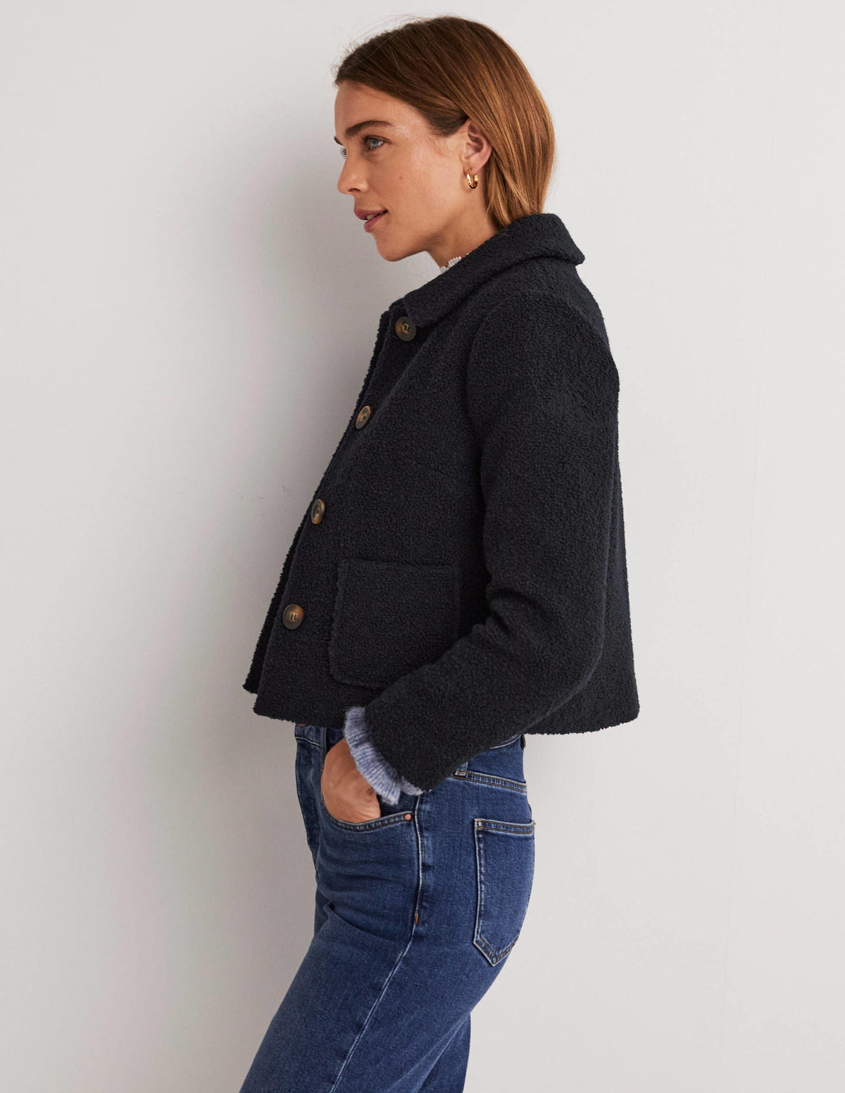 Rye Cropped Jacket-Navy - Image 4