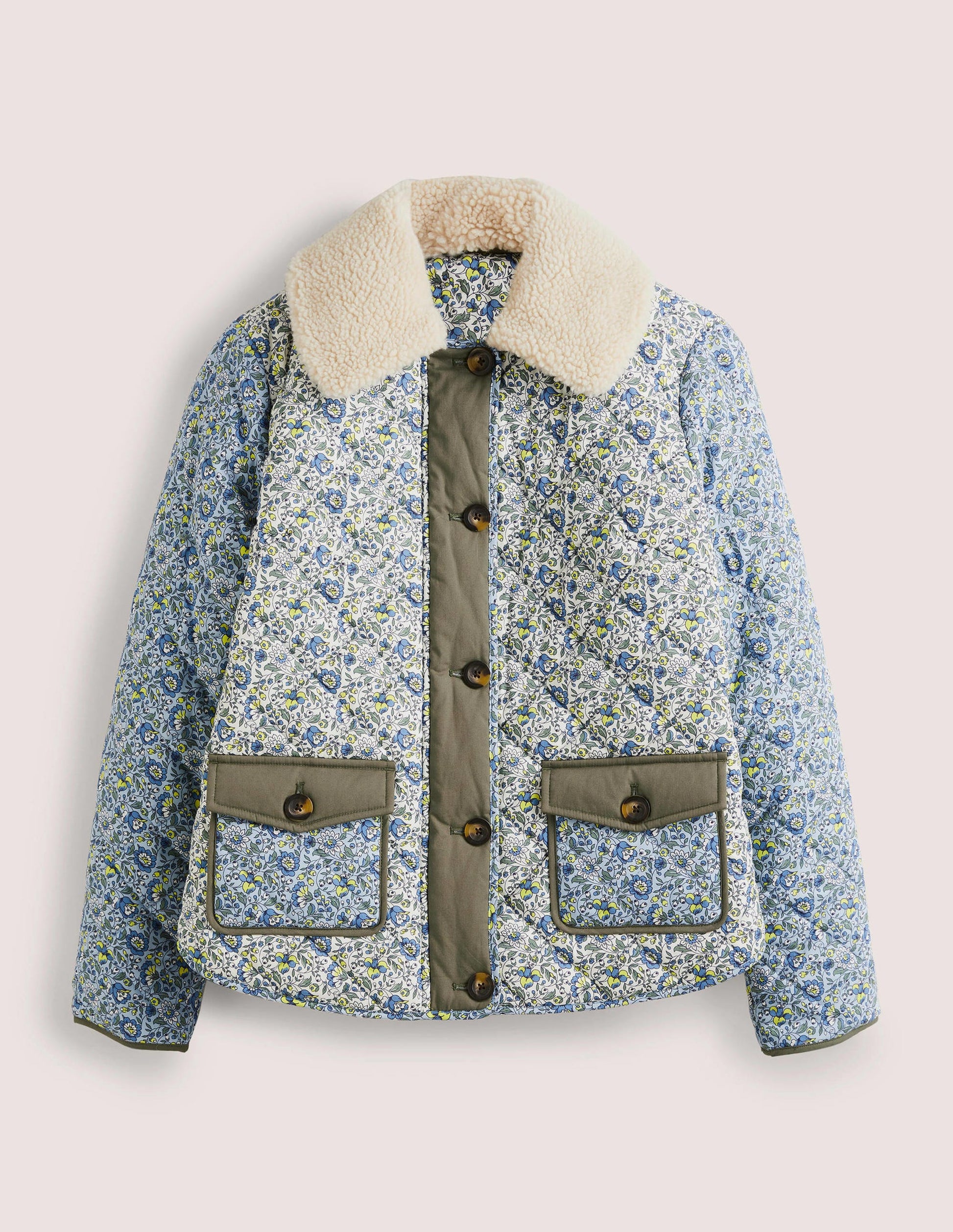 Quilted Cotton Jacket-Ivory,  Botanic Meadow-6