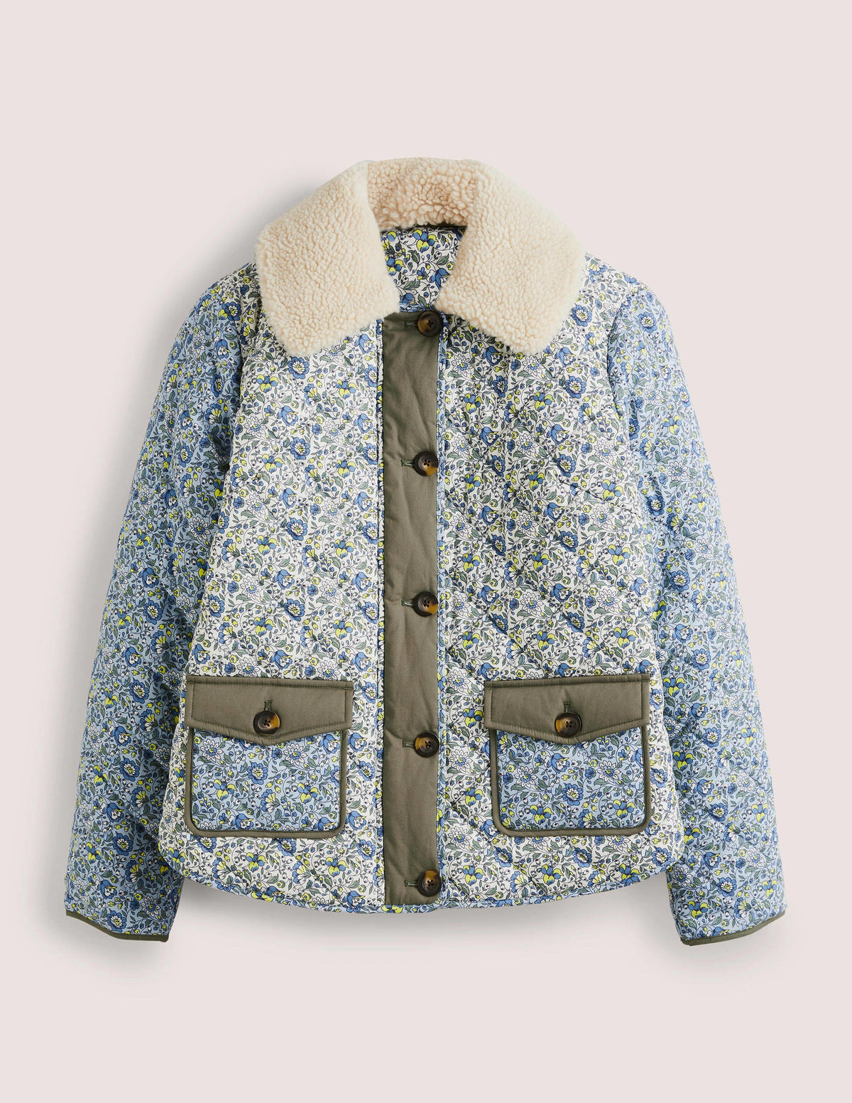 Quilted Cotton Jacket-Ivory,  Botanic Meadow - Image 6