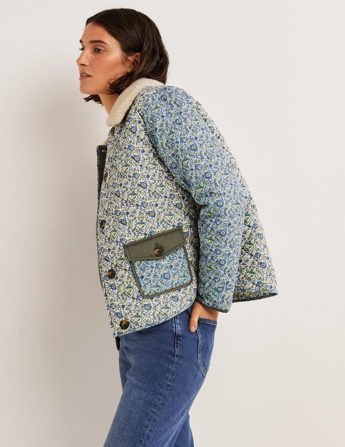 Quilted Cotton Jacket-Ivory,  Botanic Meadow - Image 4