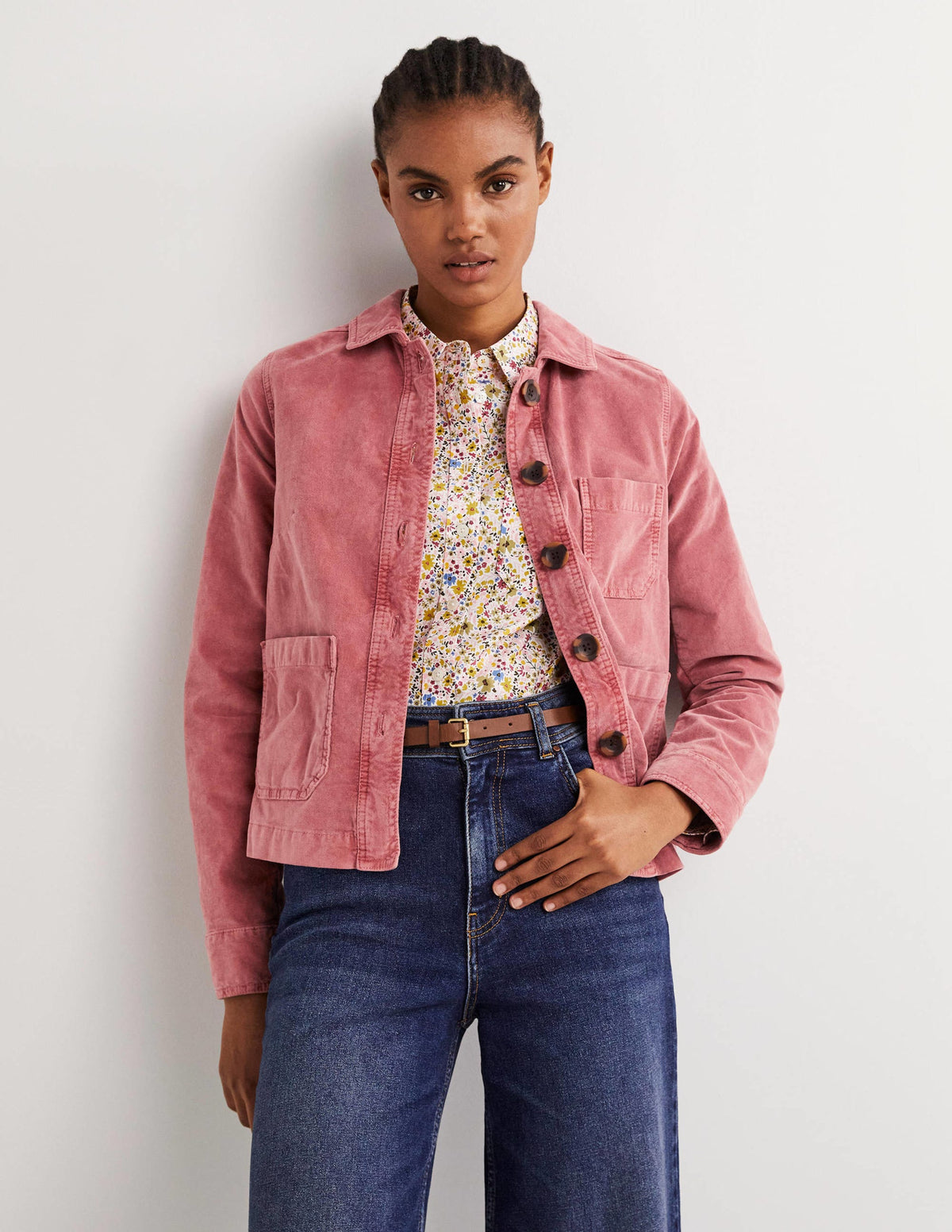 Velvet Chore Jacket-Dusty Red Velvet - Image 1