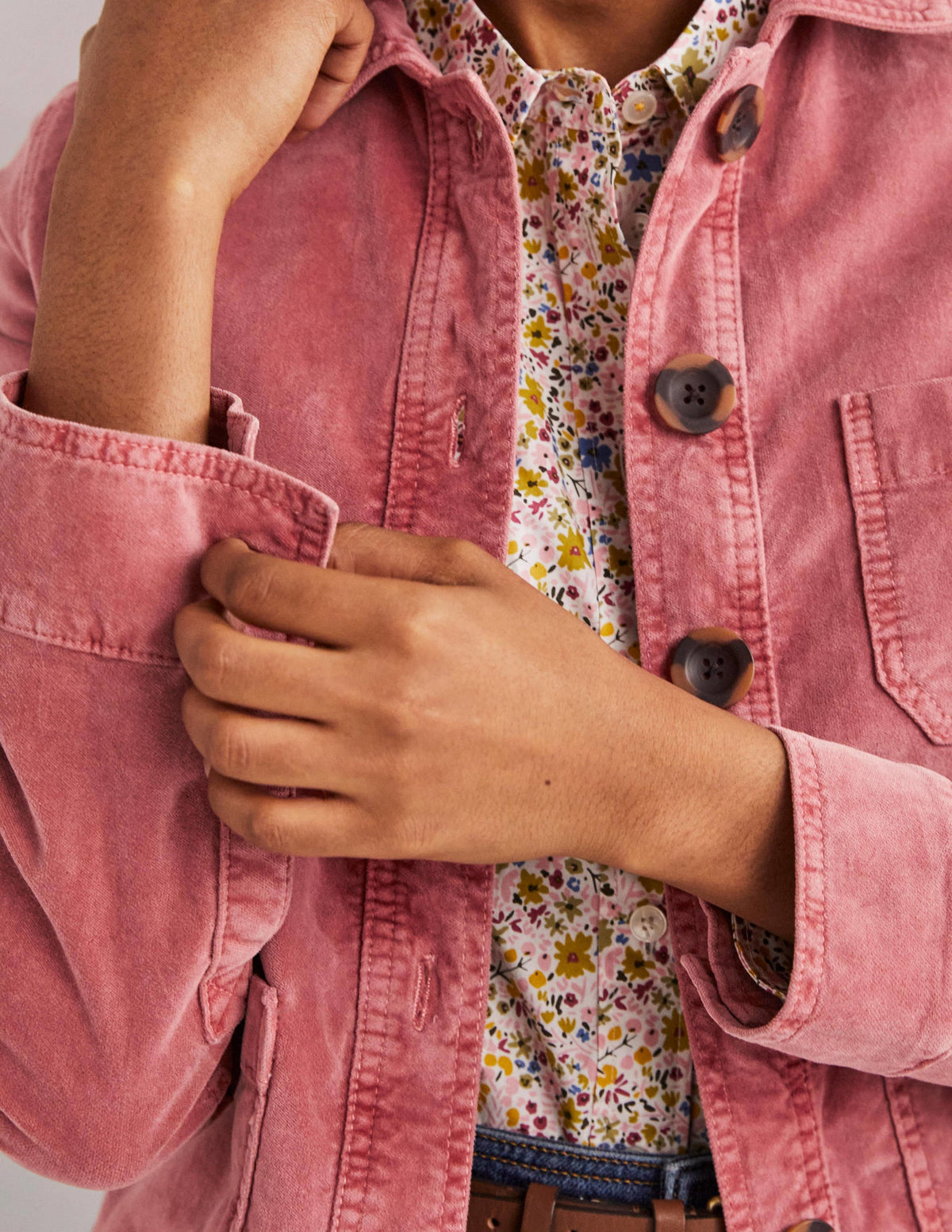 Velvet Chore Jacket-Dusty Red Velvet - Image 2