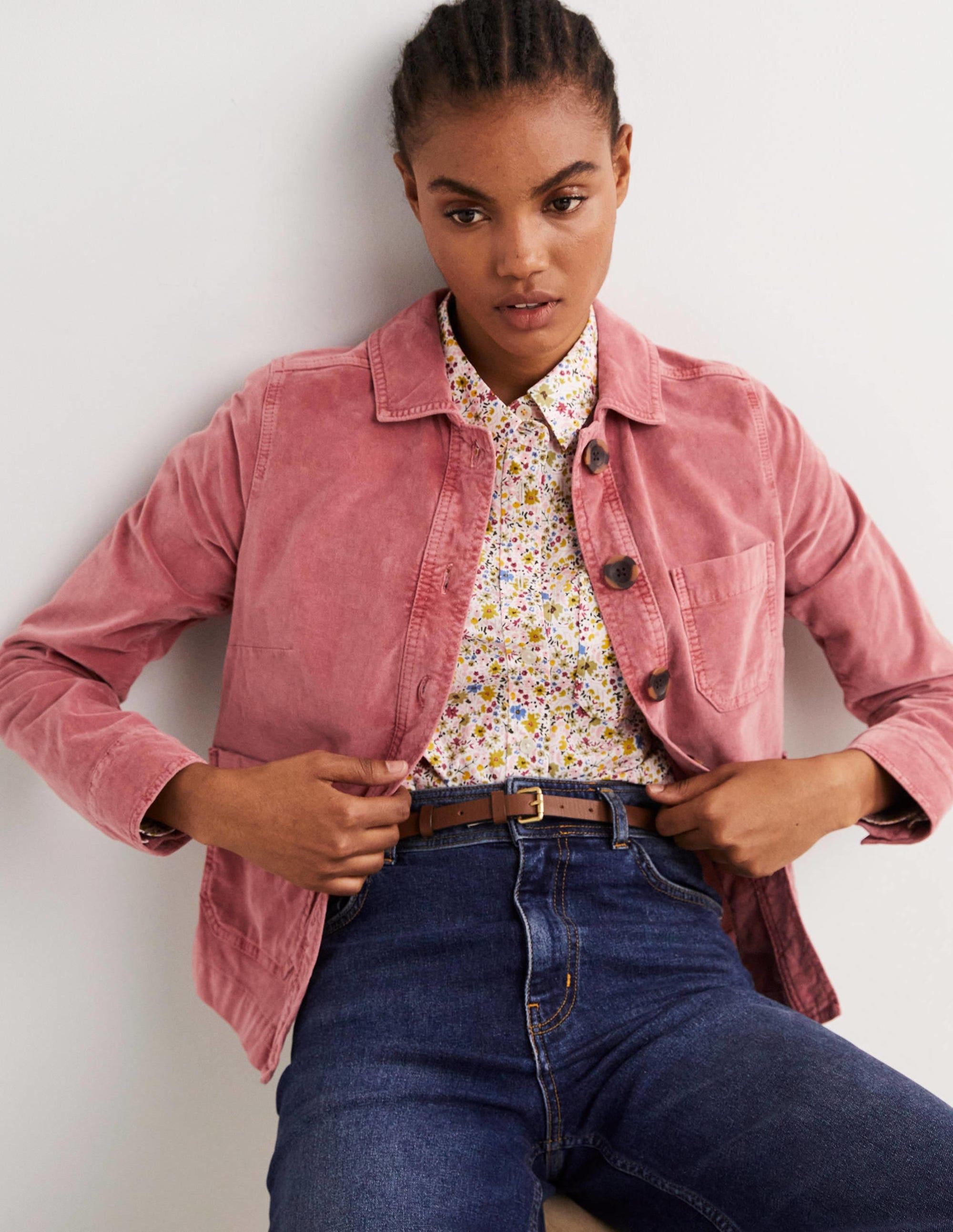 Velvet Chore Jacket-Dusty Red Velvet - Image 4