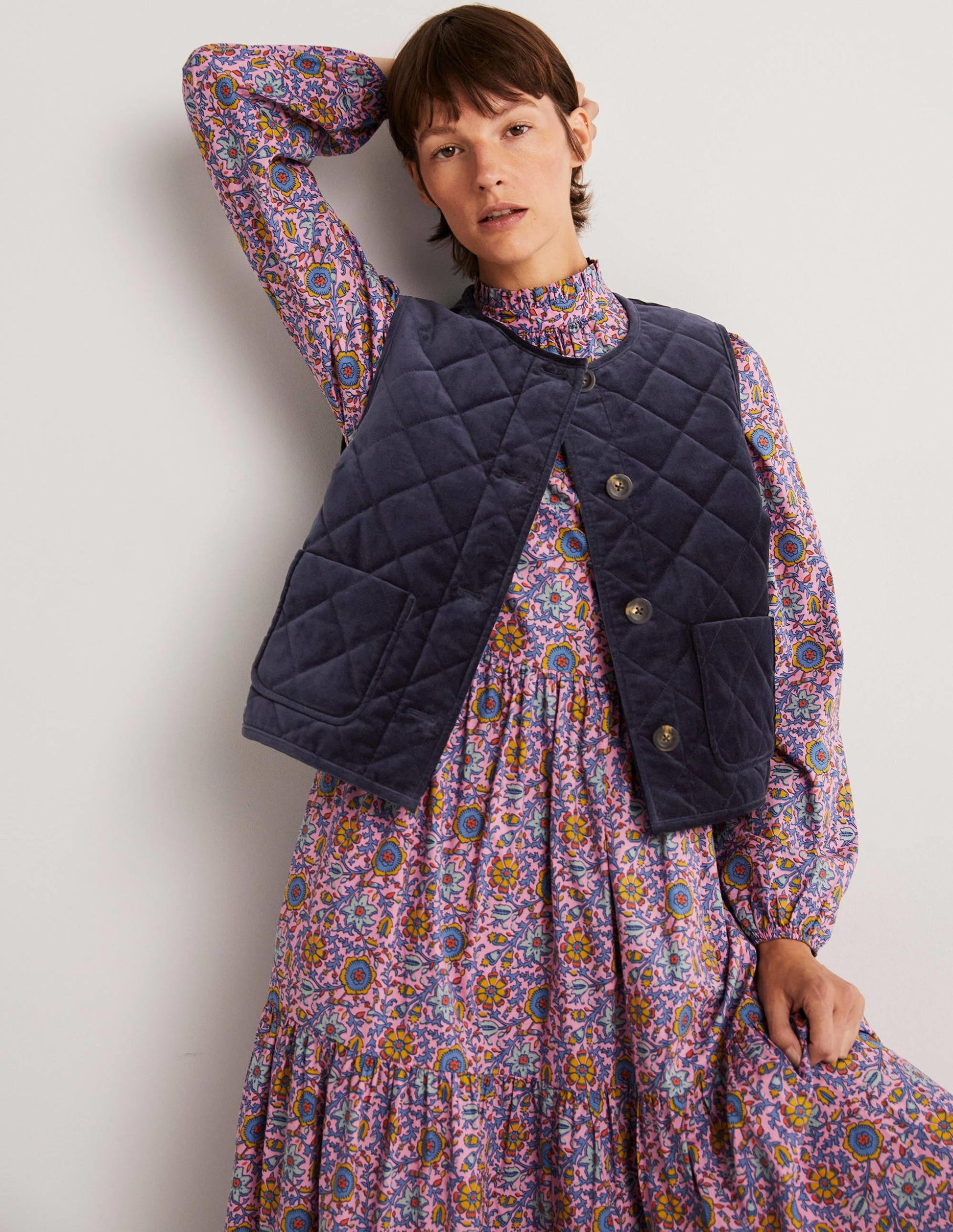 Quilted Vest-Navy-1
